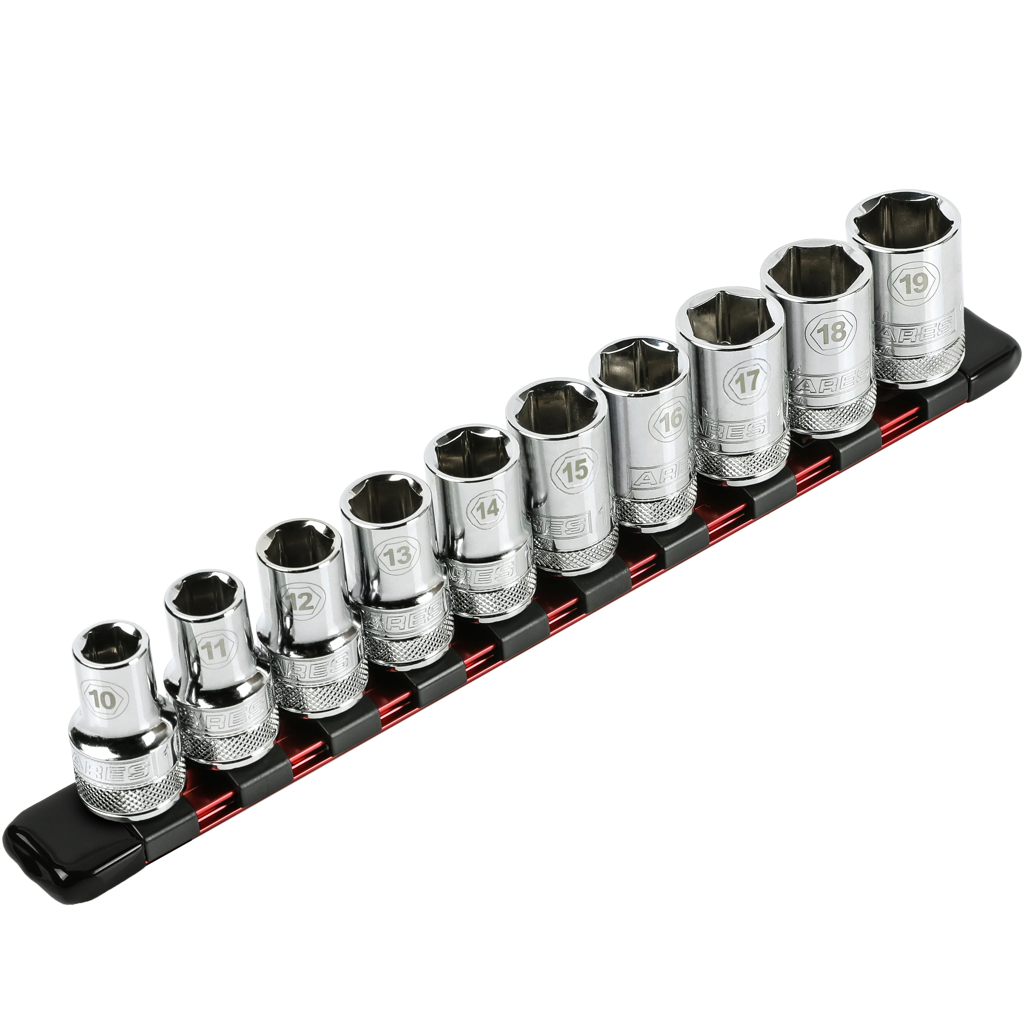 ARES 70342 - 1/2" Drive Red 9.84" Socket Rail