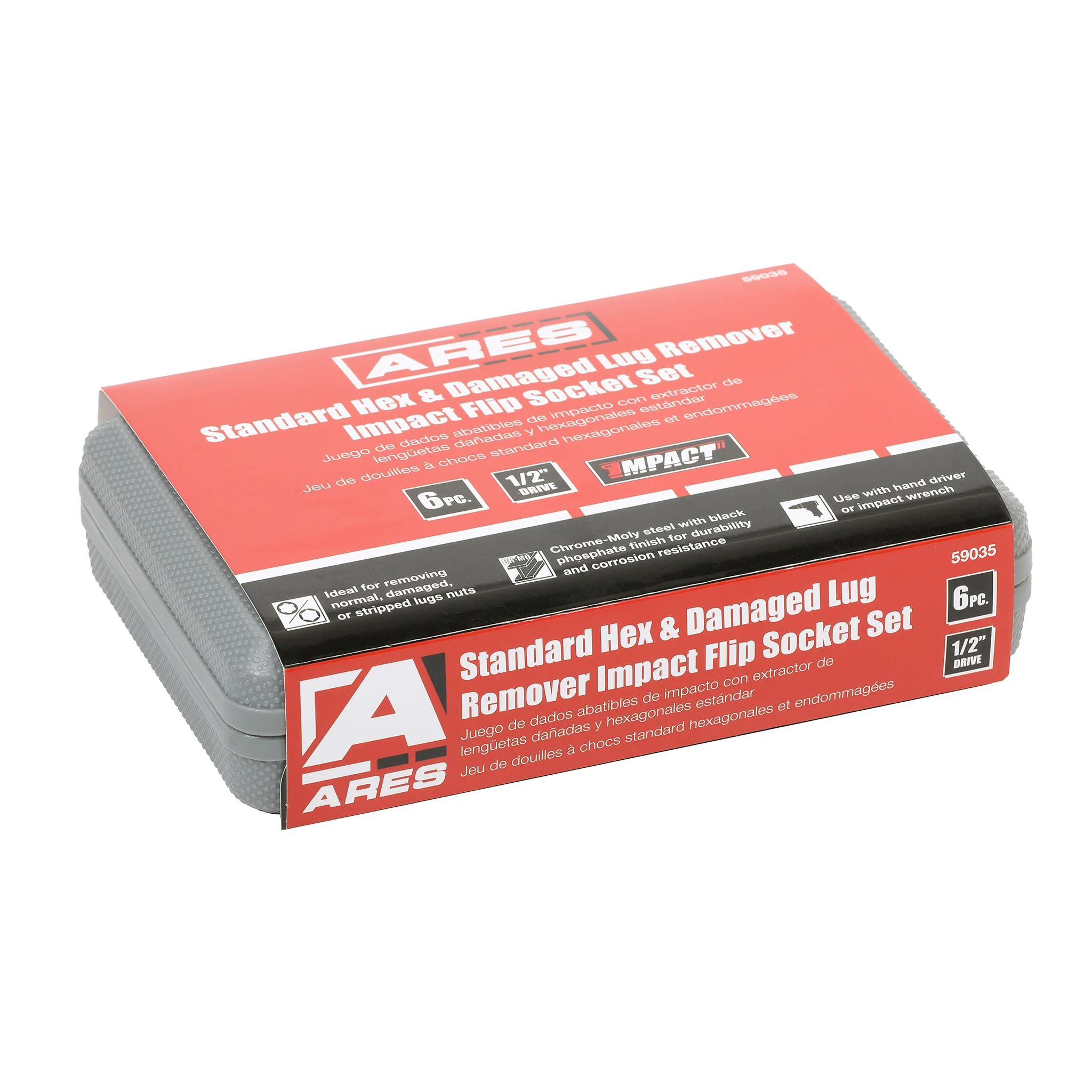 ARES 59035 - 1/2-Inch Drive 6pc Standard Hex and Damaged Lug Nut Flip Socket Set - Image 6