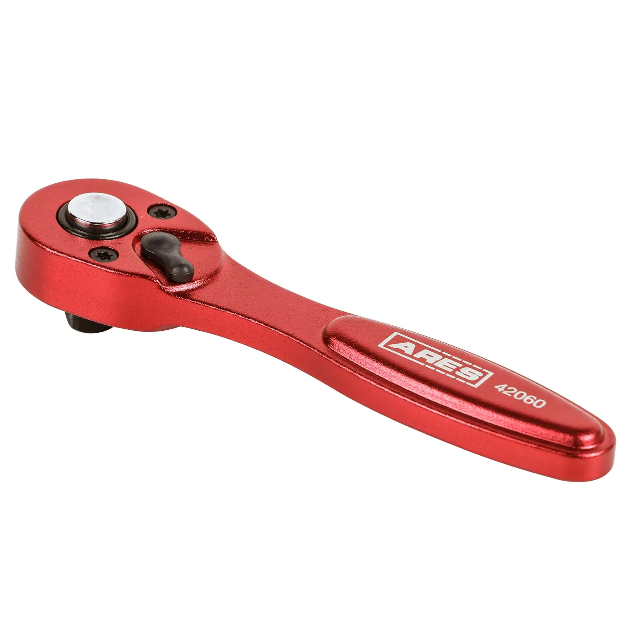 ARES 42060 - 1/4-Inch Drive 72-Tooth Anodized Aluminum Red Stubby Micro Ratchet - Image 3