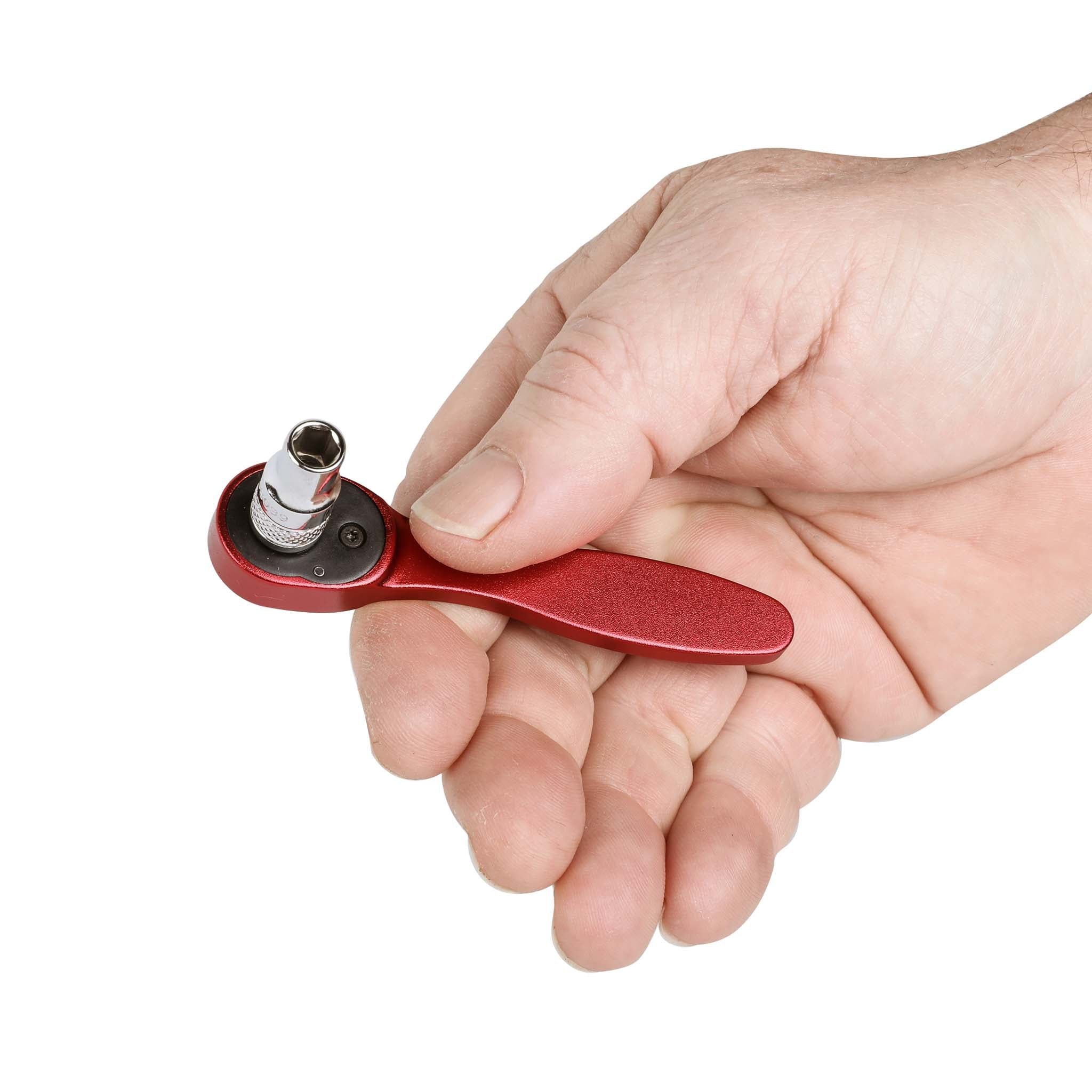 ARES 42060 - 1/4-Inch Drive 72-Tooth Anodized Aluminum Red Stubby Micro Ratchet - Image 8