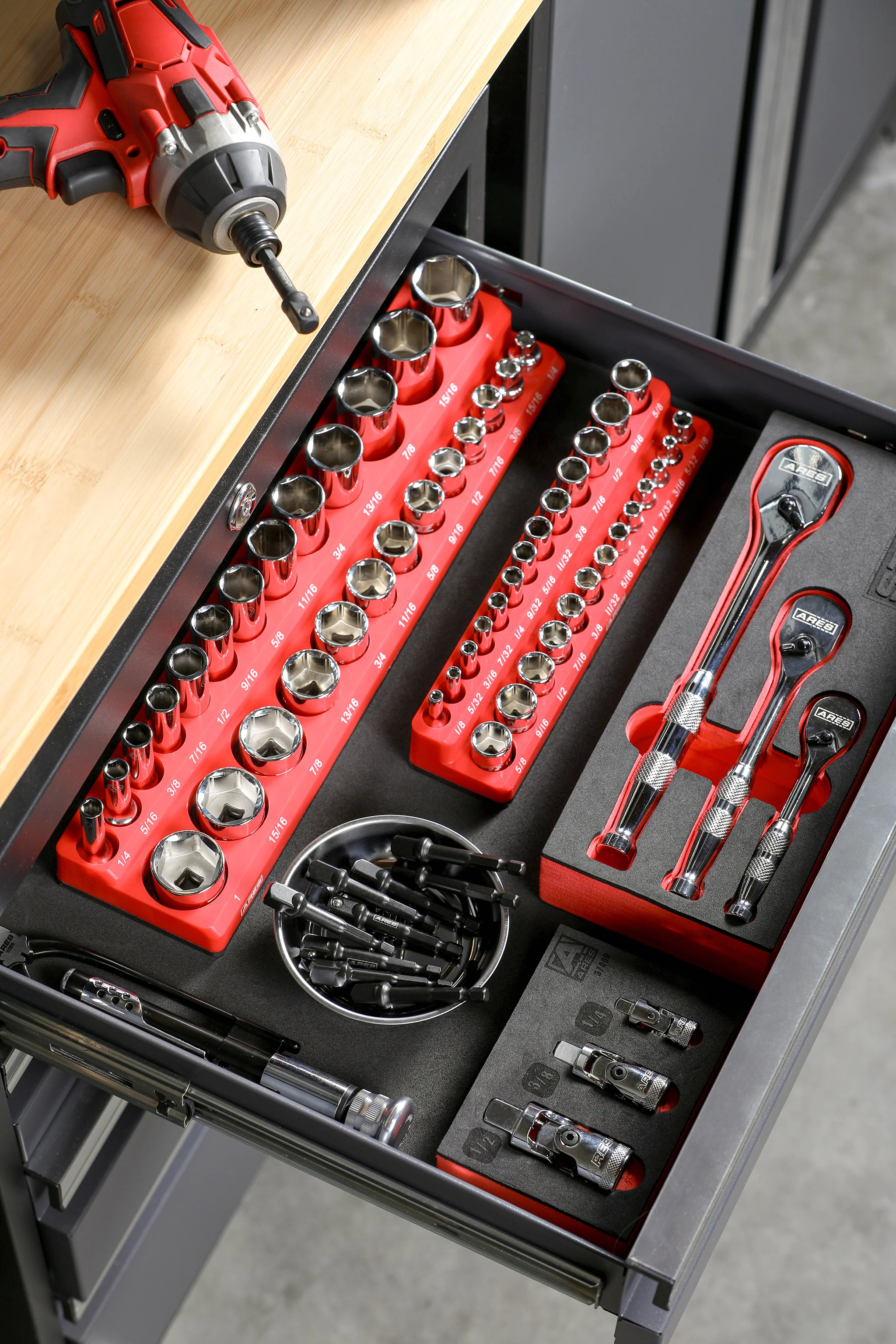 ARES 70387 - 10-Piece 3/8-Inch Drive 3-Inch Impact Grade Socket Adapter Set - Image 2