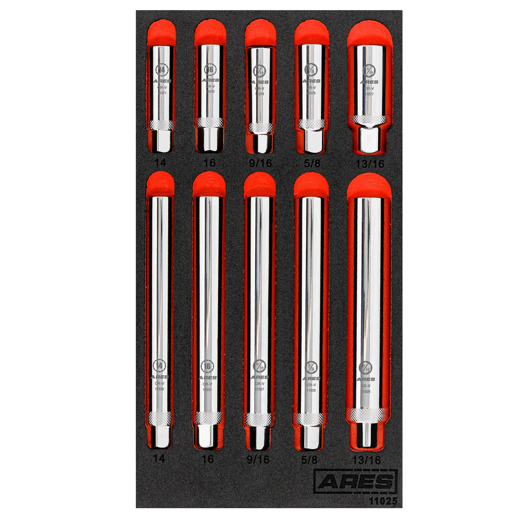 ARES 11025 - 10-Piece Extra Deep and Standard Length Spark Plug Socket Set