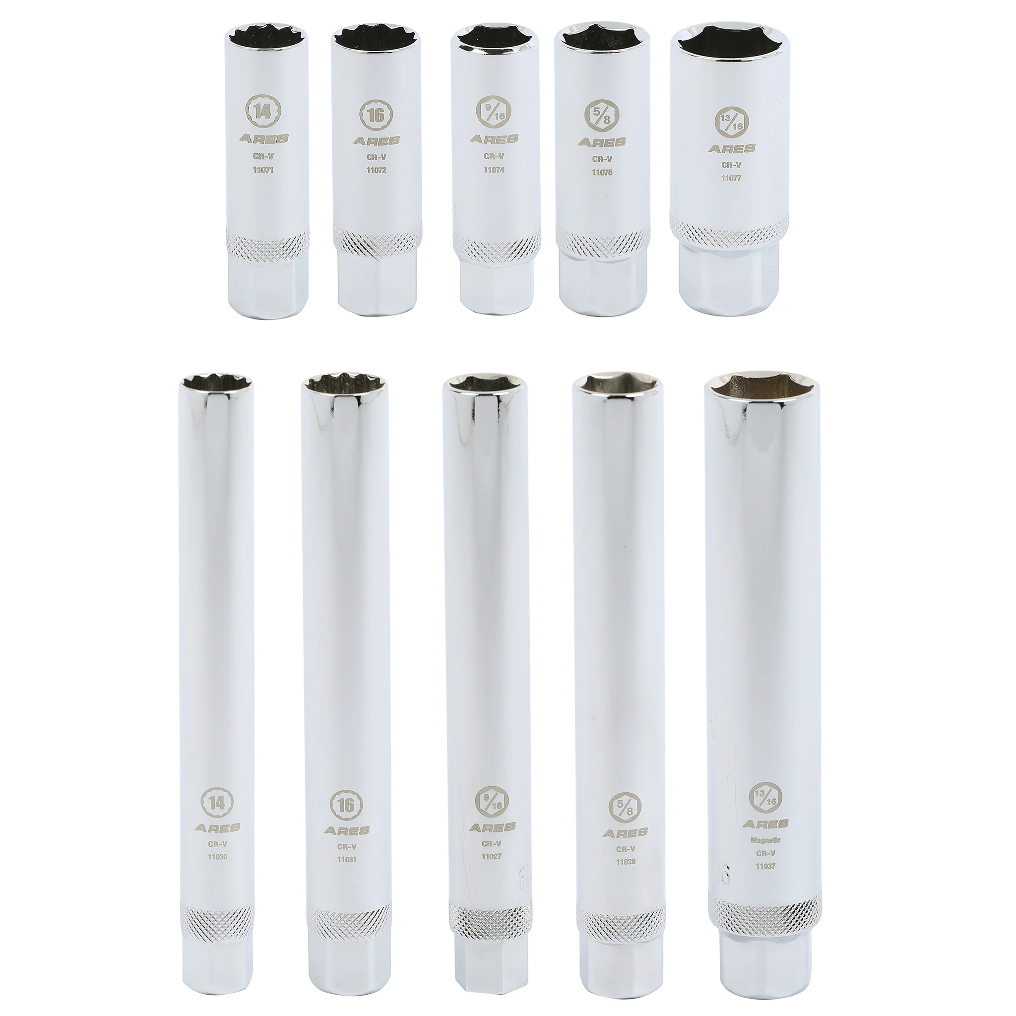 ARES 11025 - 10-Piece Extra Deep and Standard Length Spark Plug Socket Set - Image 5