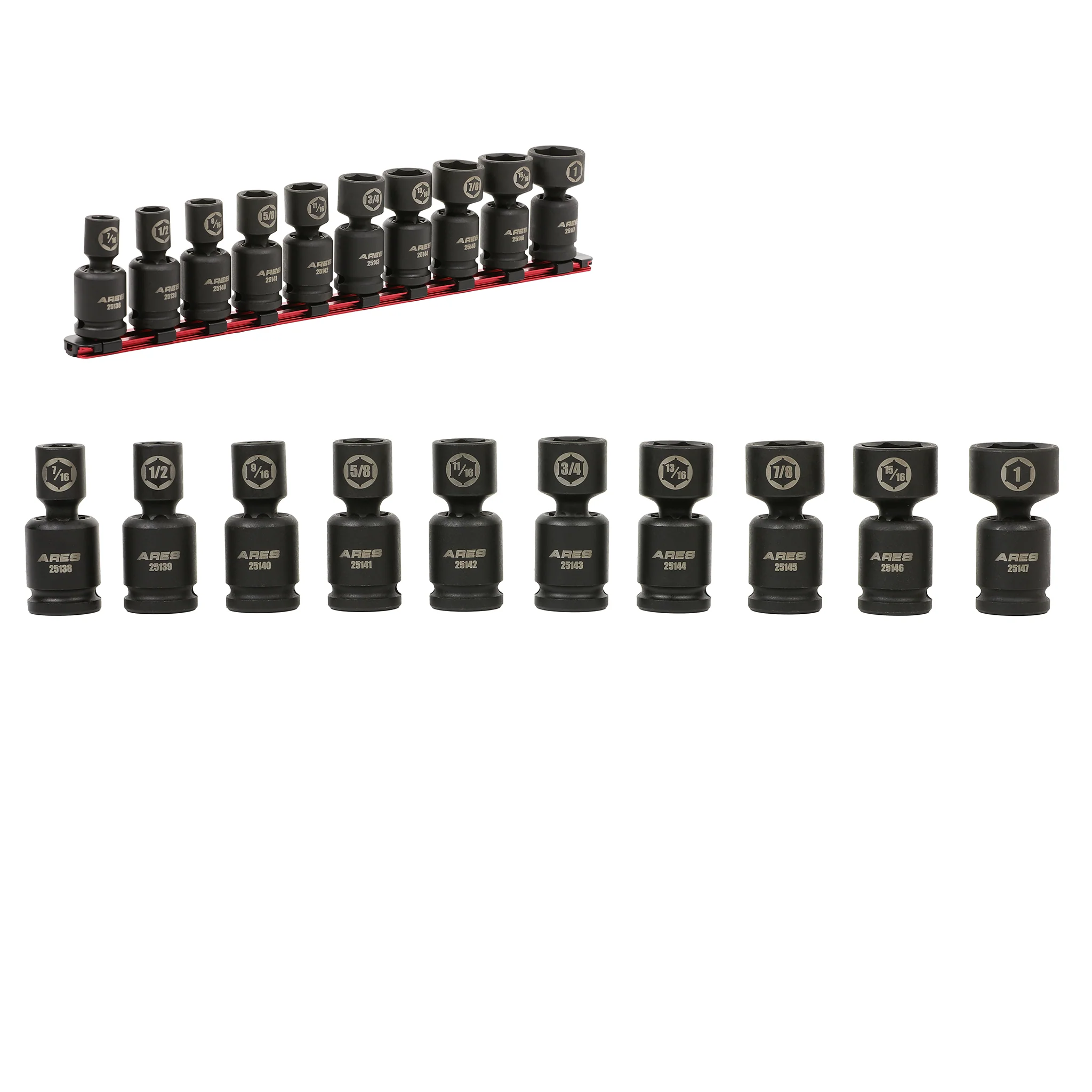 ARES 25137 - 10-Piece SAE Pinless Universal Swivel Impact Socket Set - Image 9