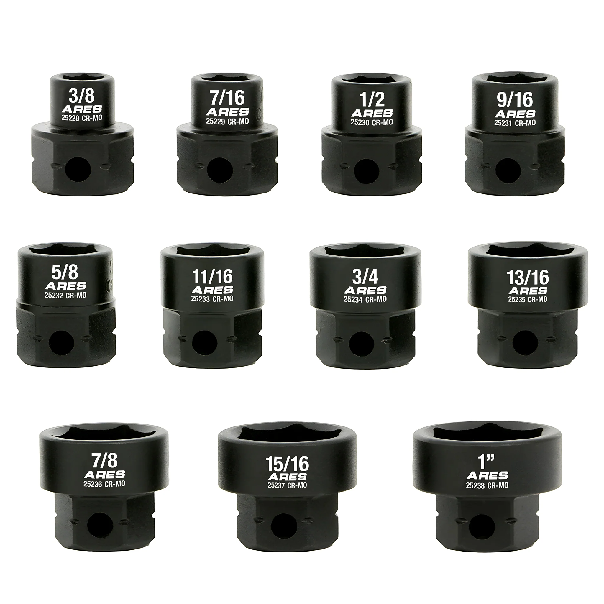 ARES 29021 - 11-Piece 1/2-Inch Drive SAE Low Profile Nano Impact Socket Set