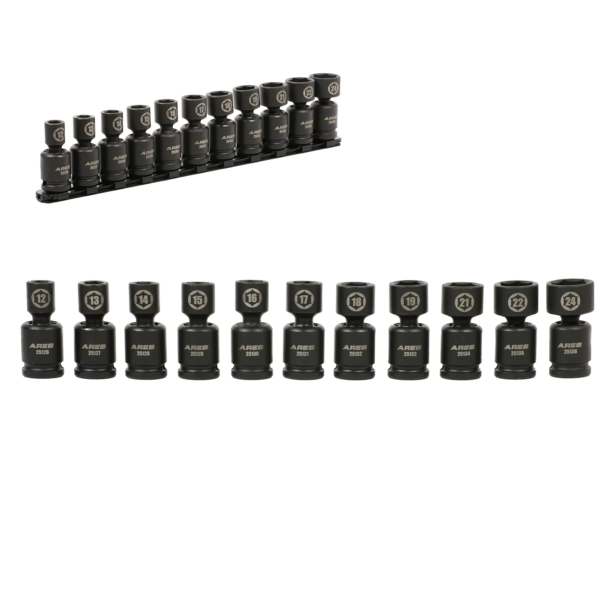 ARES 25125 - 11-Piece Metric Pinless Universal Swivel Impact Socket Set - Image 8