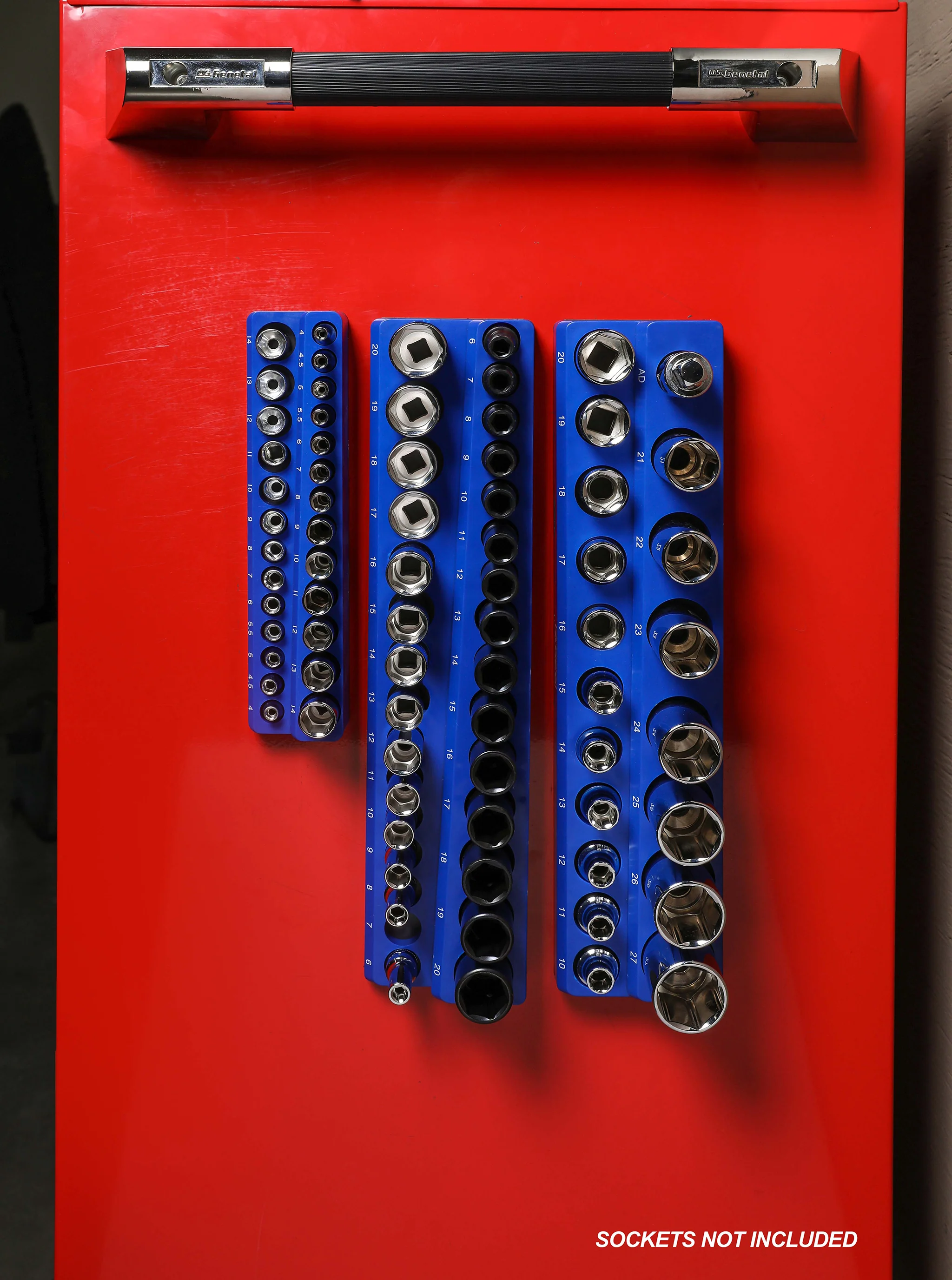 ARES 60010 - 19-Piece 1/2-Inch Blue Metric Magnetic Socket Organizer - Image 3