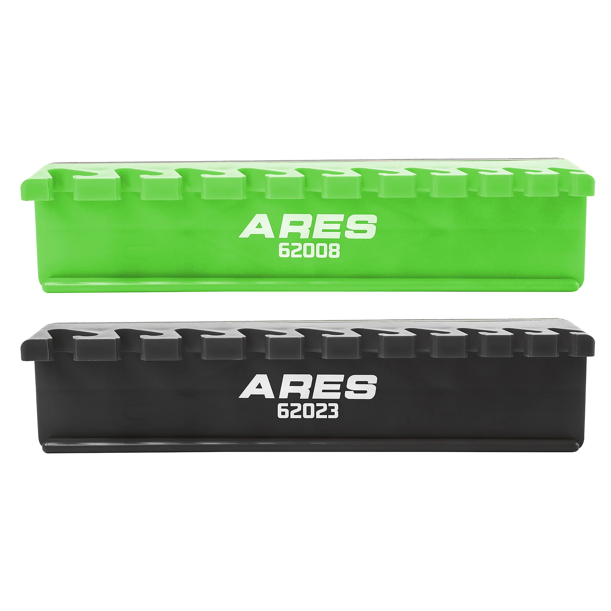 ARES 62058 - 2-Pack 10-Slot Green and Black Magnetic Wrench Organizer Set - Image 4