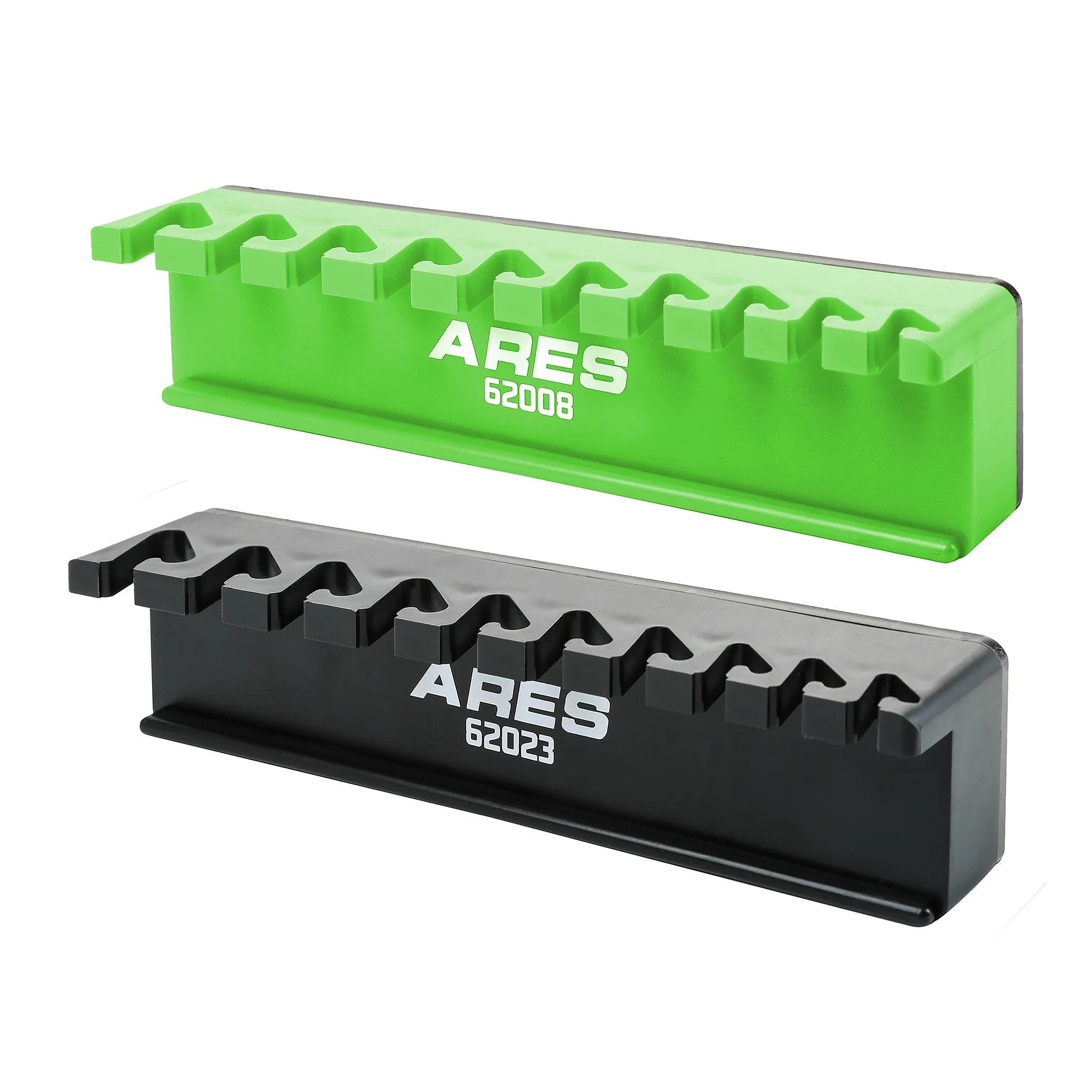 ARES 62058 - 2-Pack 10-Slot Green and Black Magnetic Wrench Organizer Set - Image 8