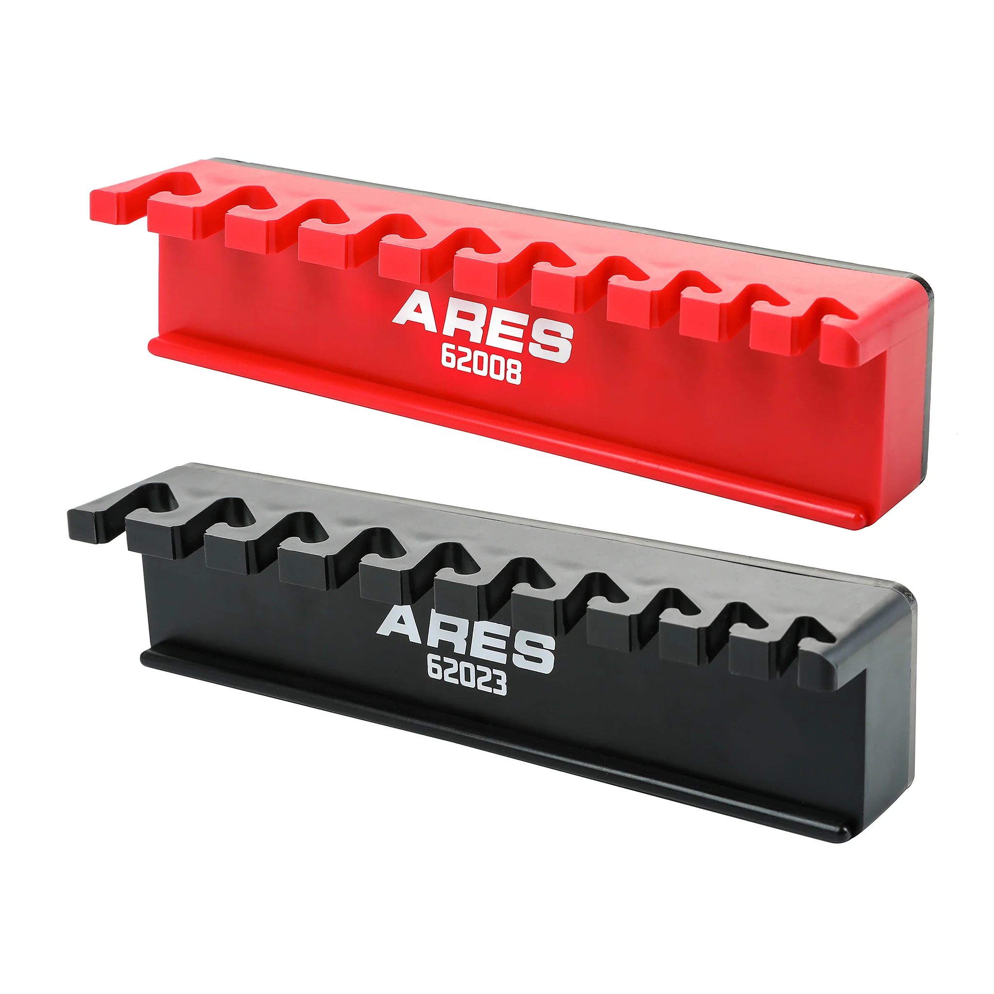 ARES 62059 - 2-Pack 10-Slot Red and Black Magnetic Wrench Organizer Set - Image 7