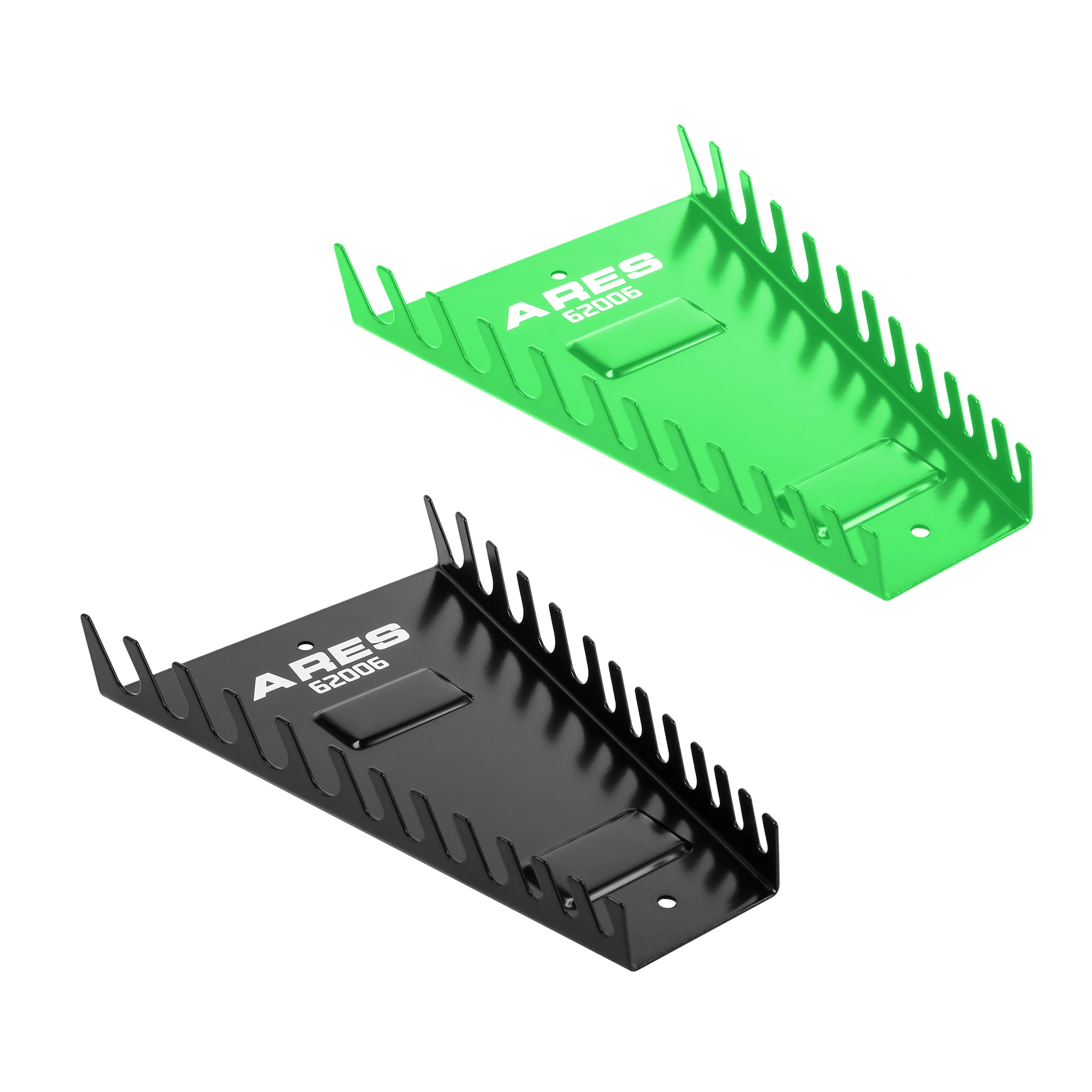 ARES 62060 - 2-Piece 12-Slot Green and Black Metal Magnetic Wrench Organizer Set - Image 3