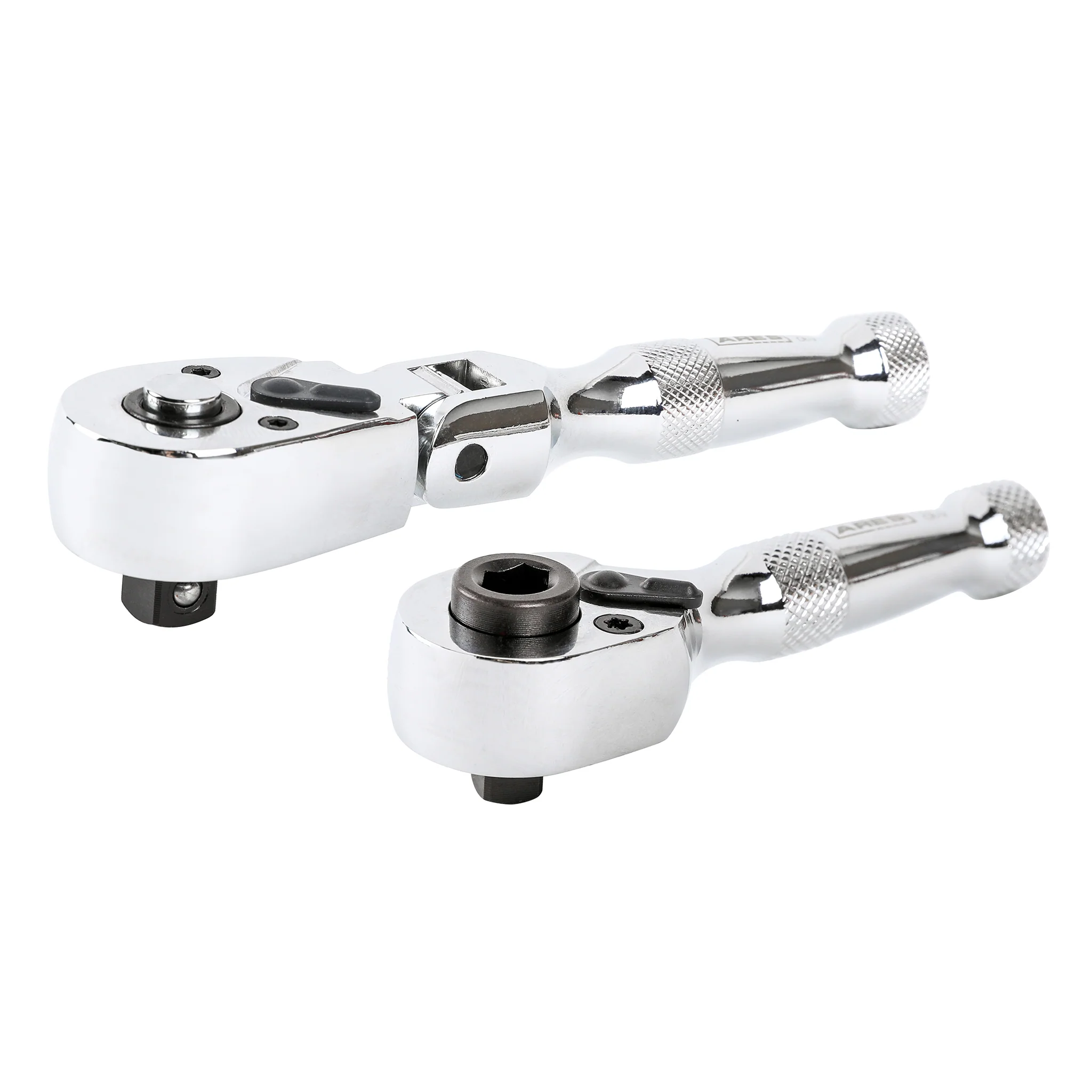 ARES 42042 - 2-Piece 3/8-inch Drive Flex Head Stubby Ratchet and 1/4-Inch Drive Stubby Ratchet and Bit Driver Set