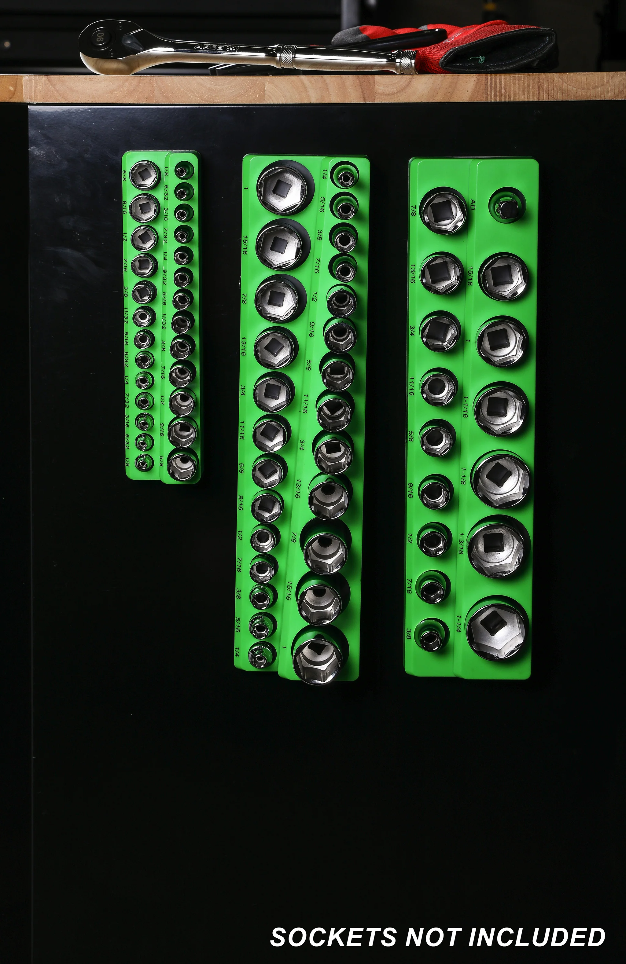 ARES 60005 - 26-Piece 1/4-Inch Green SAE Magnetic Socket Organizer - Image 8