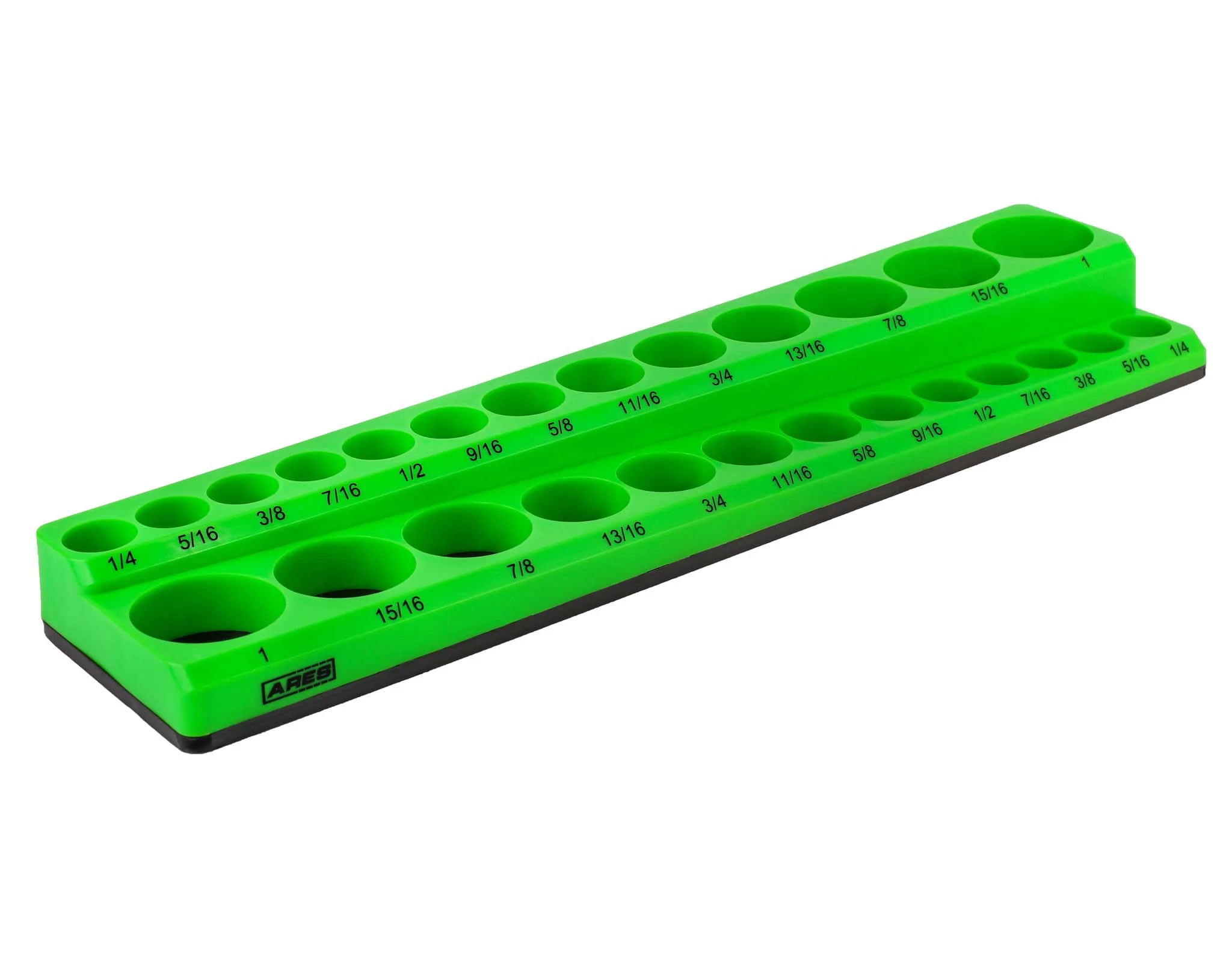 ARES 60007 - 26-Piece 3/8" Green SAE Magnetic Socket Organizer - Image 4