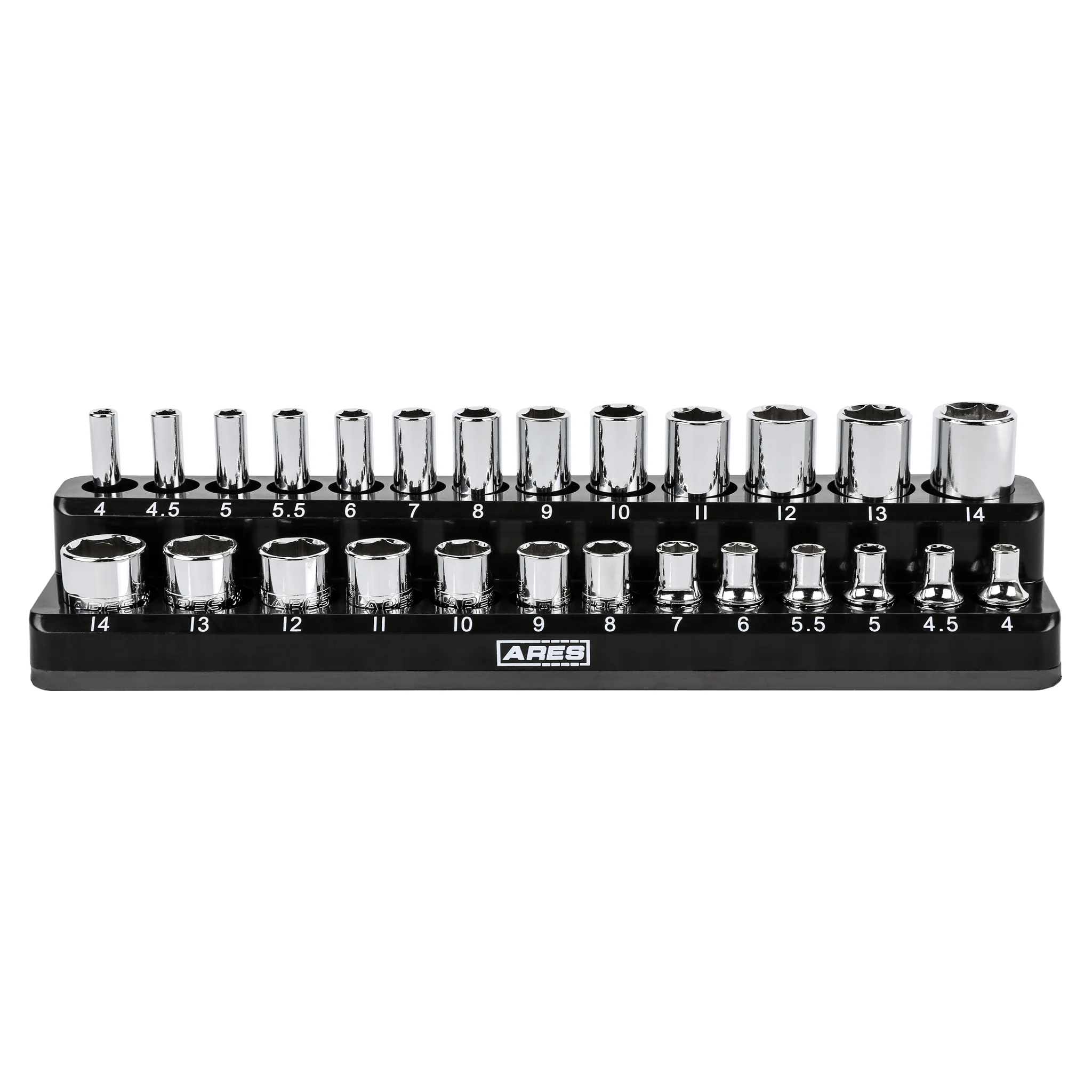 ARES 47003 - 28-Piece 1/4-inch Drive Metric Socket and 90-Tooth Ratchet Set with Magnetic Organizer - Image 5