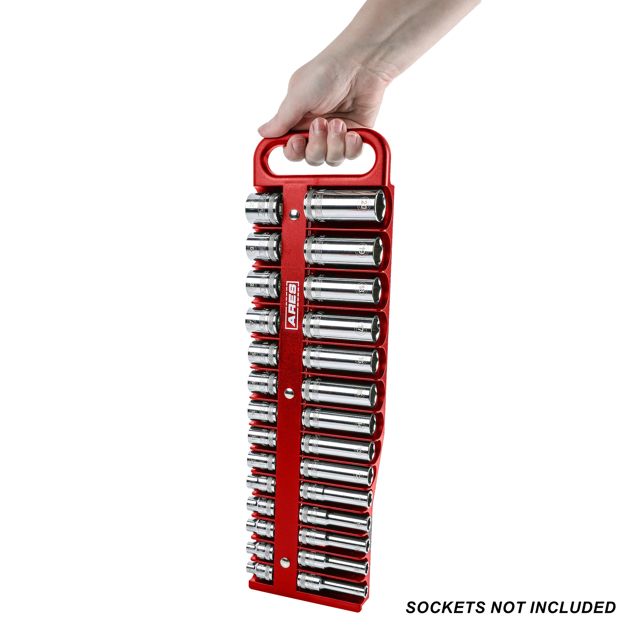 ARES 60155 - 28-Piece 3/8-Inch Drive Red Magnetic Socket Holder - Image 5