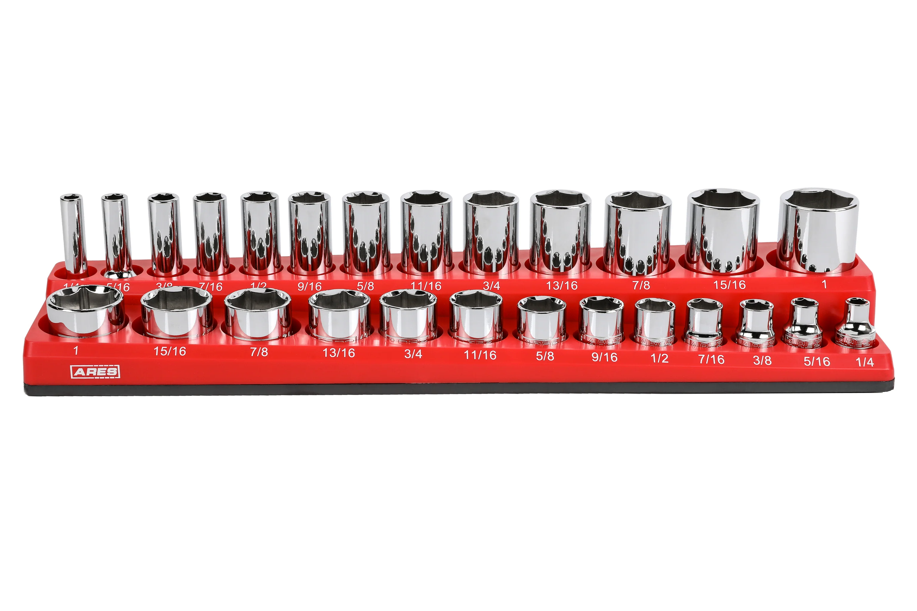 ARES 47007 - 28-Piece 3/8-inch Drive SAE Socket and 90-Tooth Ratchet Set with Magnetic Organizer - Image 5