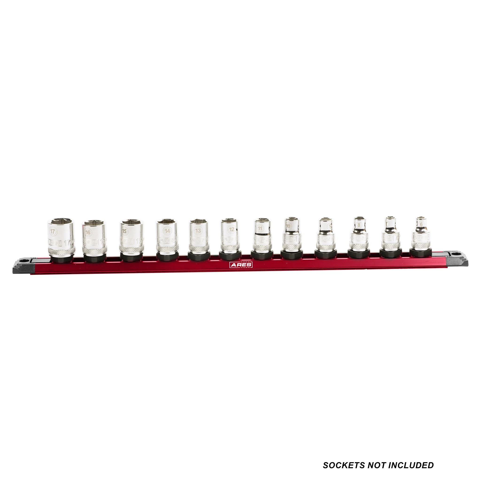 ARES 60169 - 3/8-Inch Drive 15.5-Inch Red Twist Lock Magnetic Socket Rail - Image 3