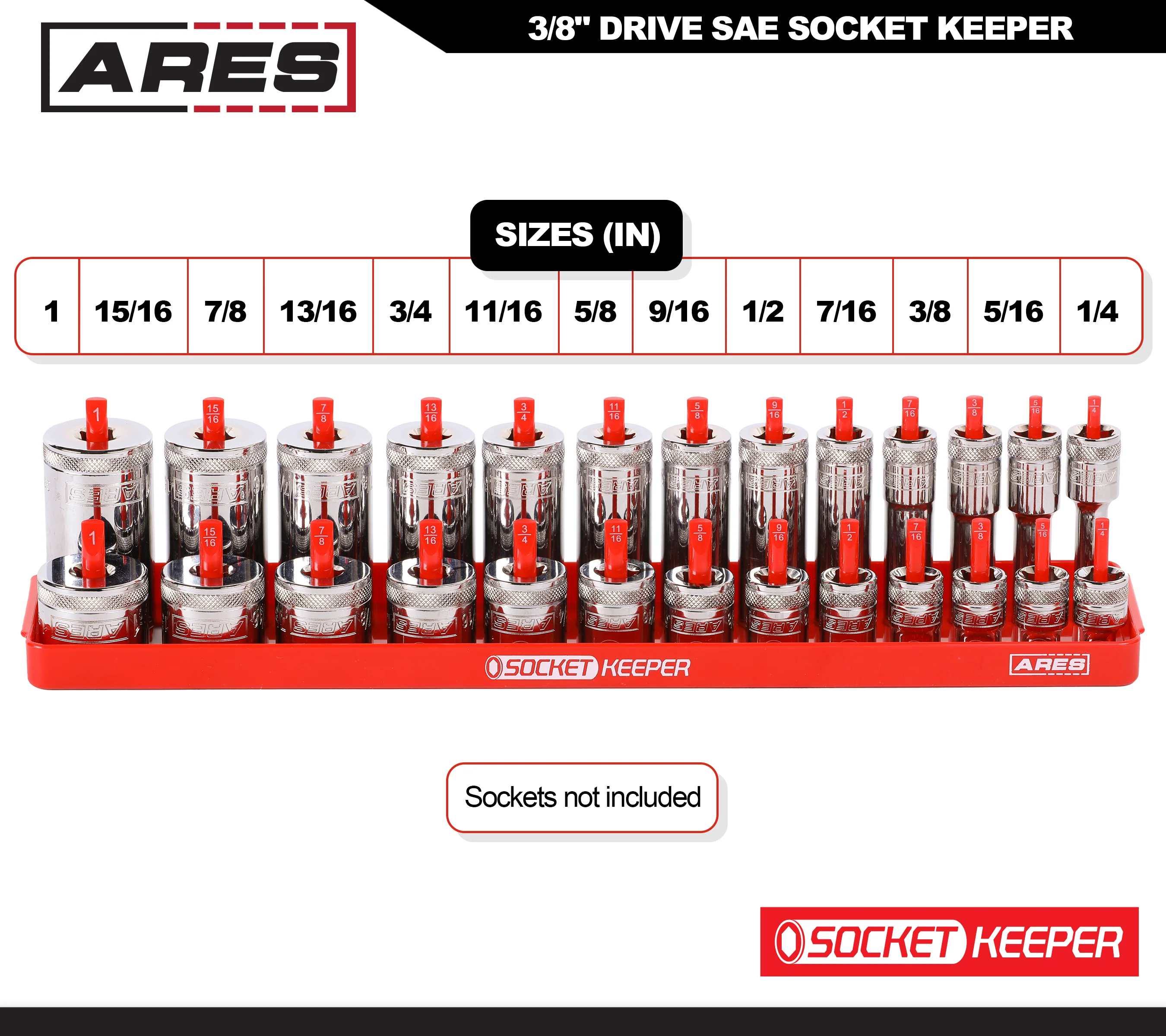 3/8-Inch Drive SAE Socket Keeper Socket Organizer Tray - Image 6