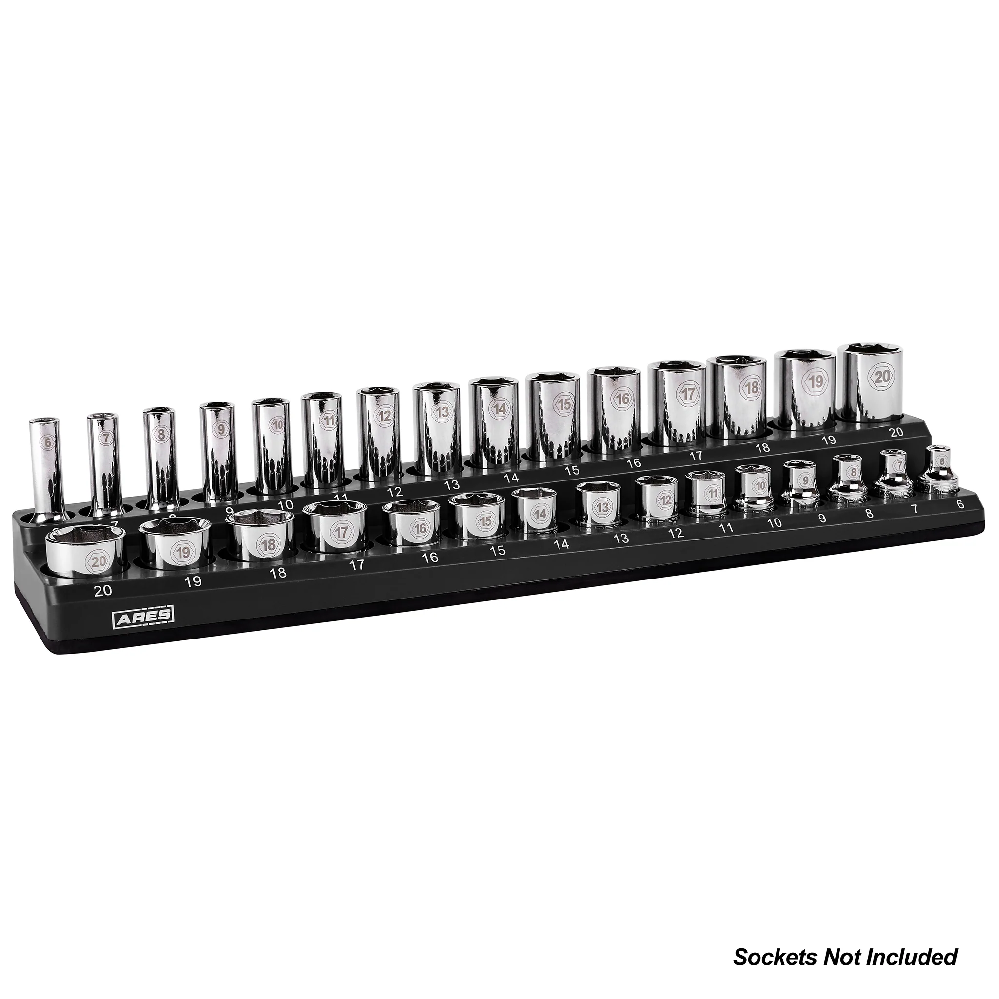 ARES 60034 - 3-Pack Black Metric Magnetic Socket Organizer Set - Image 3