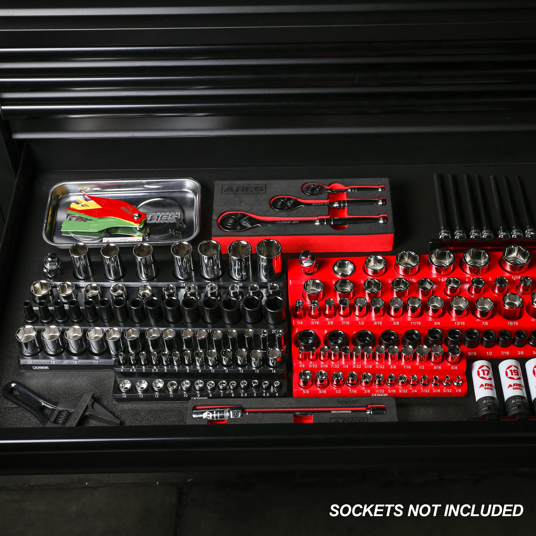 ARES 60034 - 3-Pack Black Metric Magnetic Socket Organizer Set - Image 7