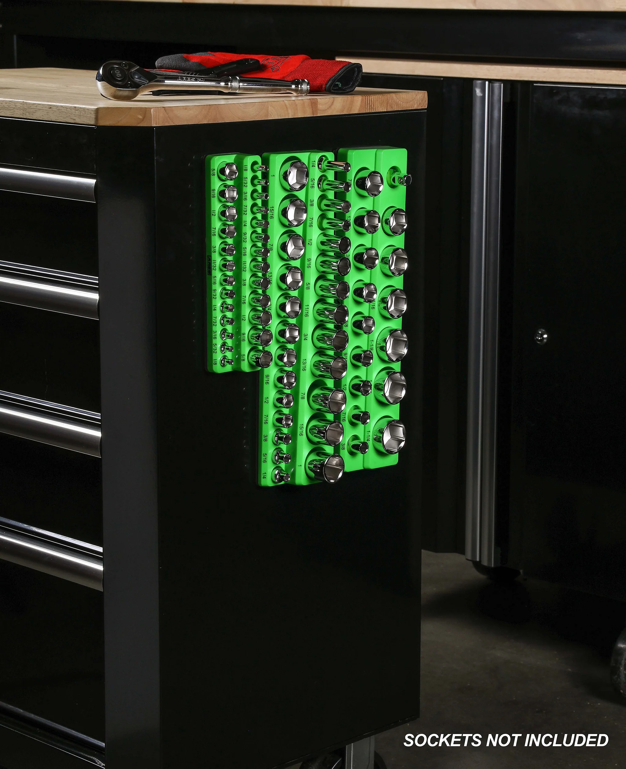 ARES 60037 - 3-Pack Green SAE Magnetic Socket Organizer Set - Image 5
