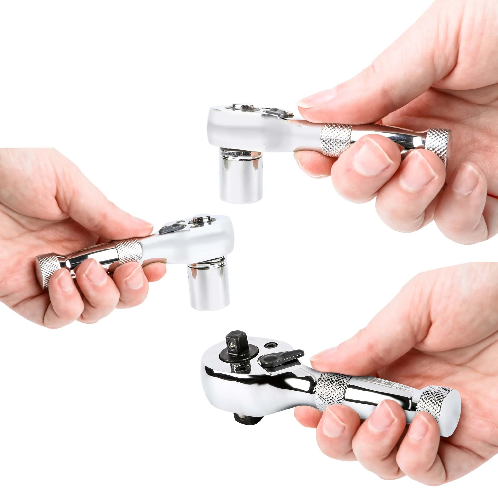 ARES 42142 - 3-Piece 72-Tooth Stubby Ratchet Set - Image 8