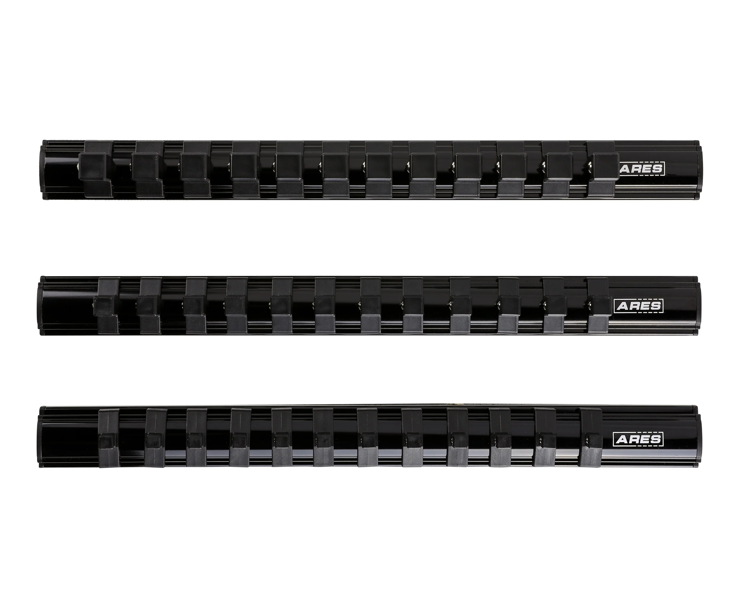 ARES 60053 - 3-Piece Black Magnetic Socket Organizer Set - Image 3