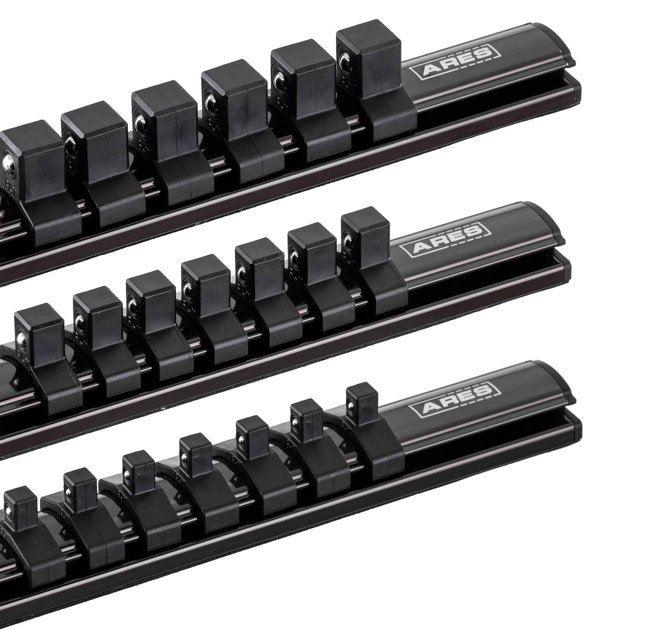 ARES 60053 - 3-Piece Black Magnetic Socket Organizer Set - Image 4