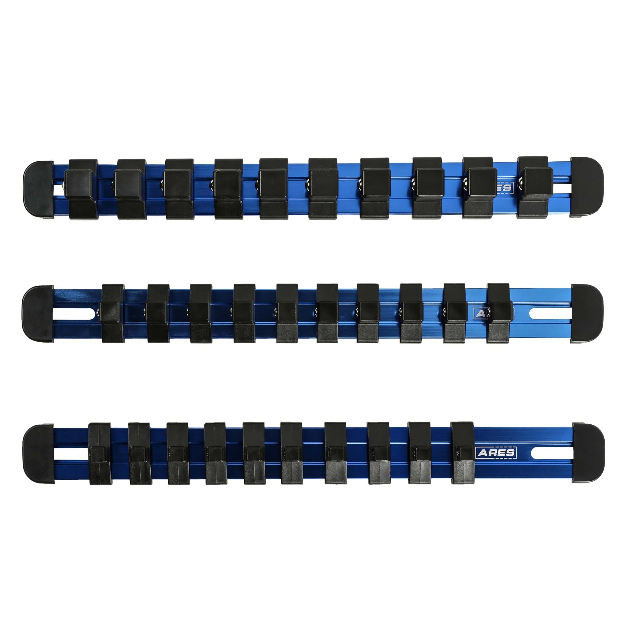 ARES 60110 - 3-Piece Blue 9.84-Inch Aluminum Socket Rail Set with Locking End Caps - Image 4