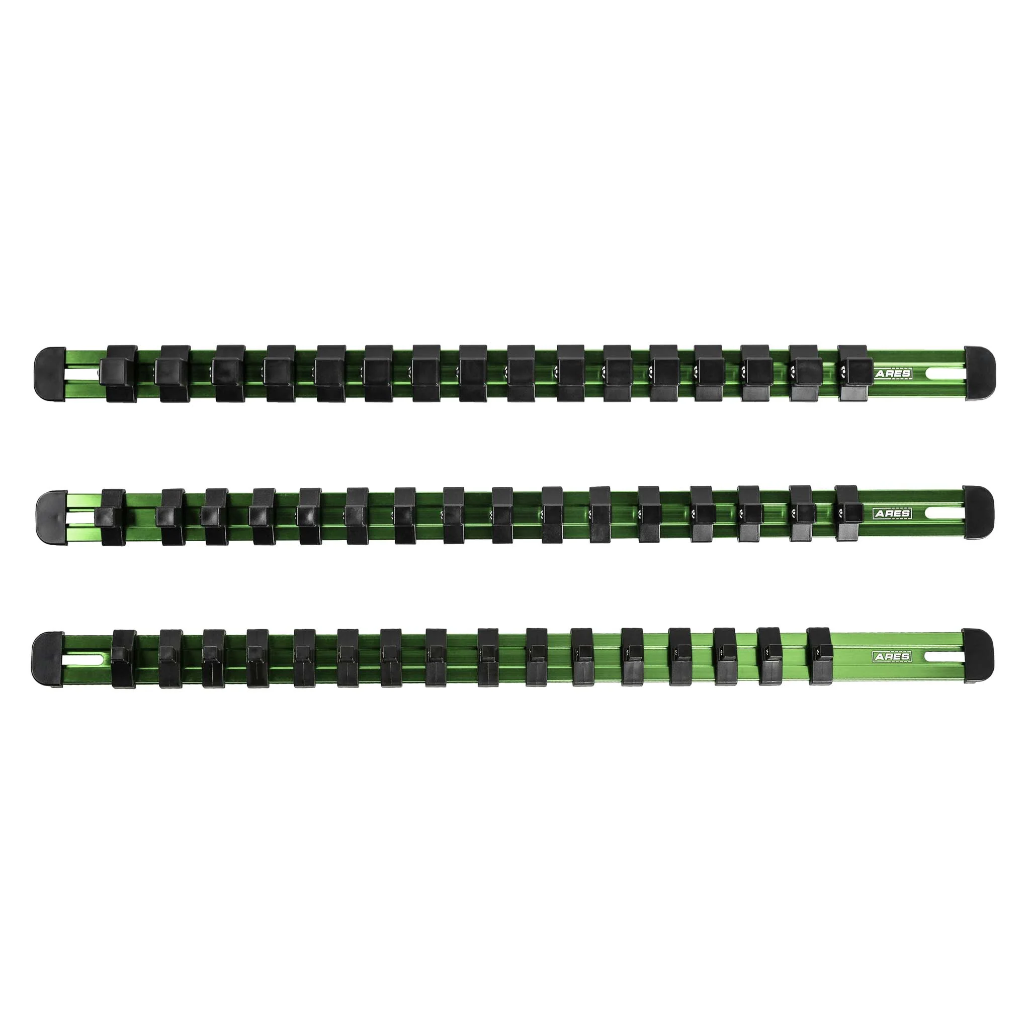 ARES 60126 - 3-Piece Green 17-Inch Aluminum Socket Rail Set with Locking End Caps - Image 4