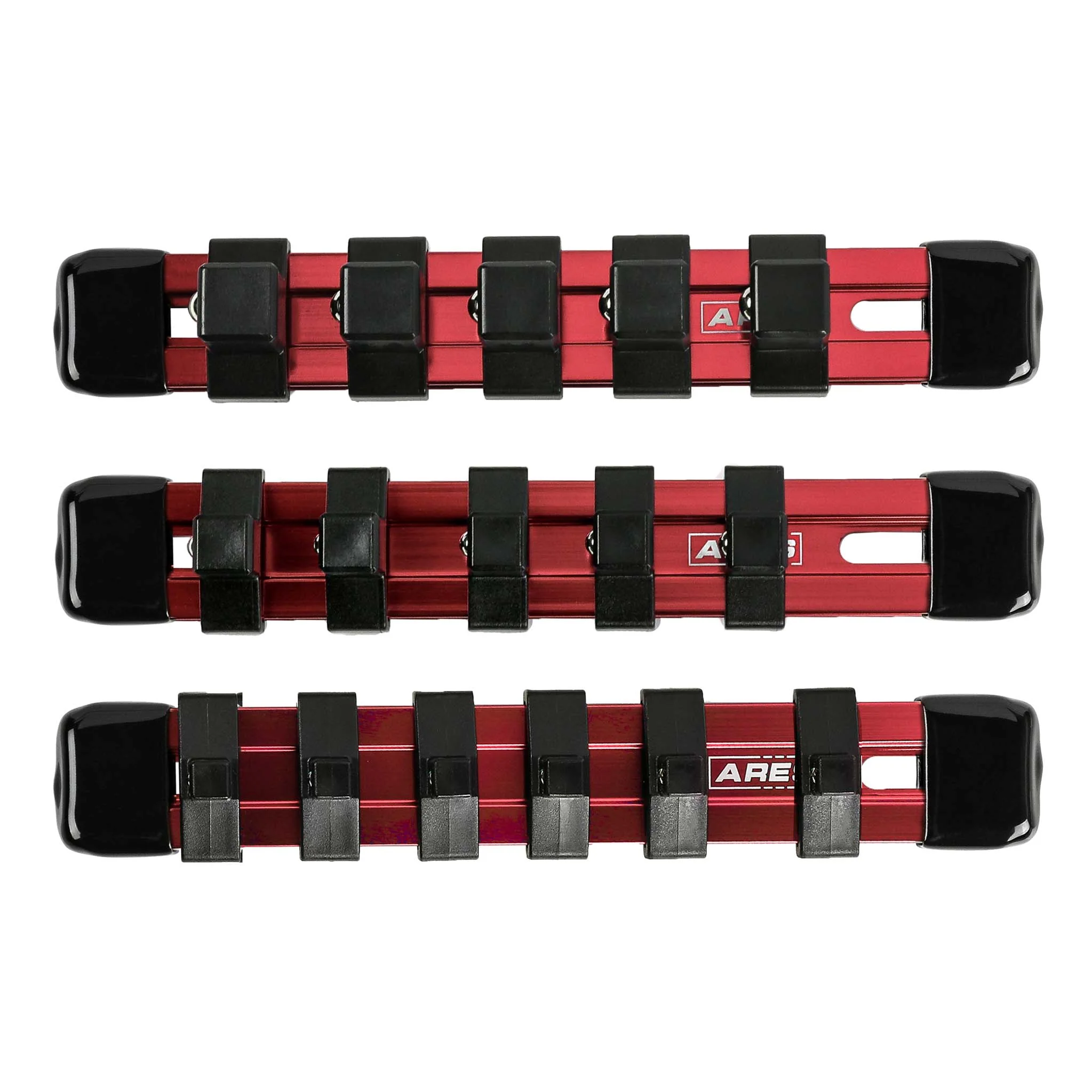 ARES 60072 - 3-Piece Red 6-Inch Aluminum Socket Rail Set - Image 4