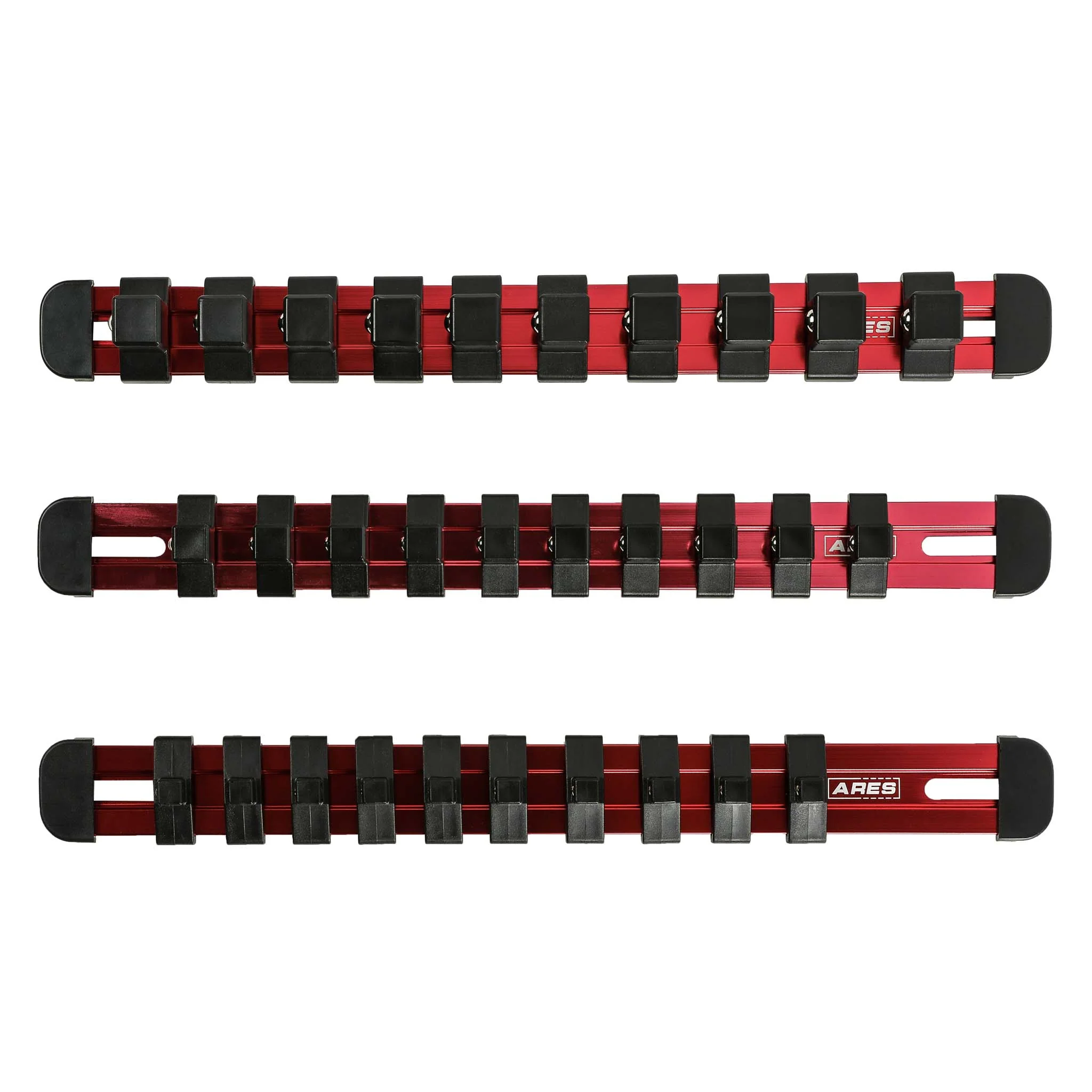 ARES 60109 - 3-Piece Red 9.84-Inch Aluminum Socket Rail Set with Locking End Caps - Image 4
