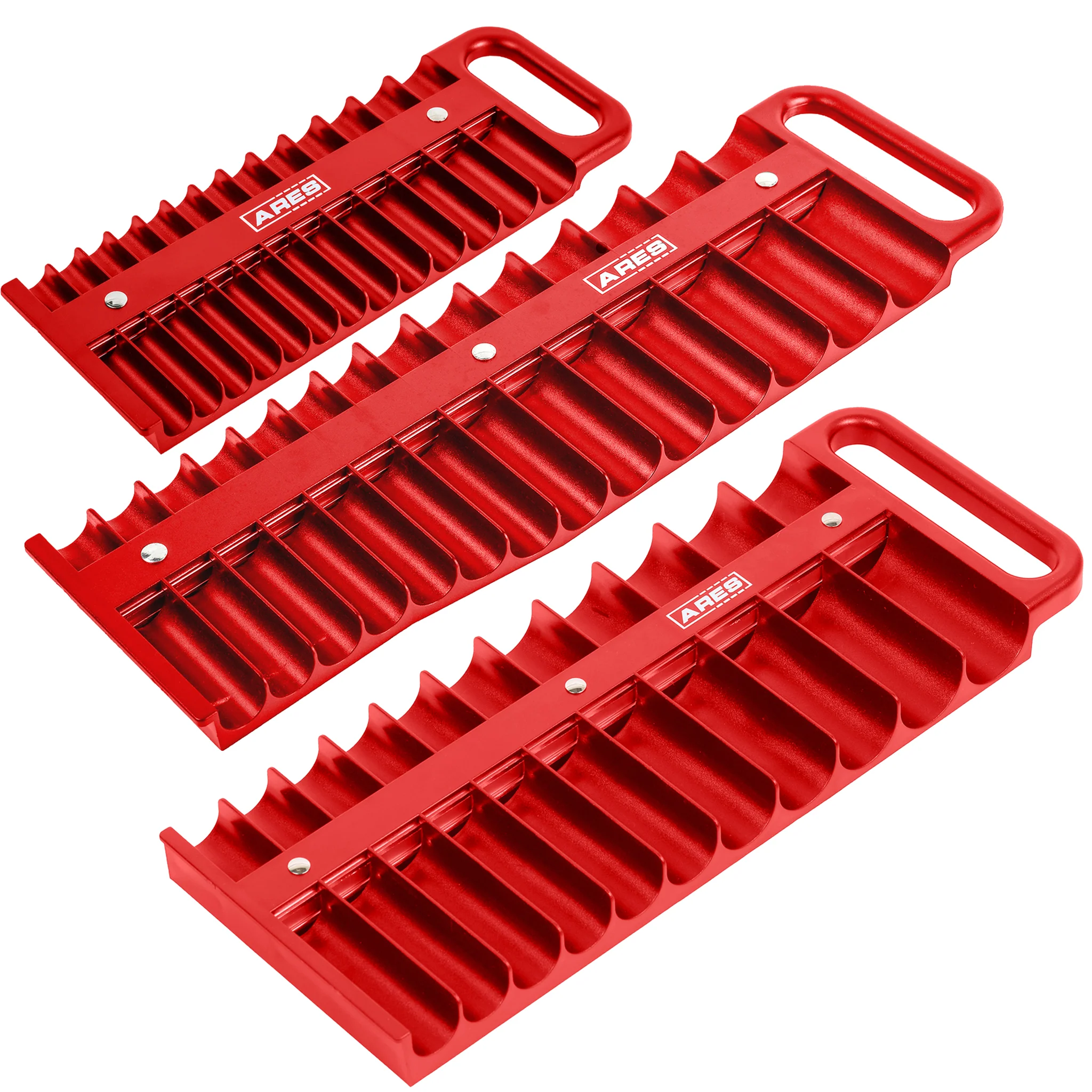 ARES 60161 - 3-Piece Red Magnetic Socket Holder Set - Image 4