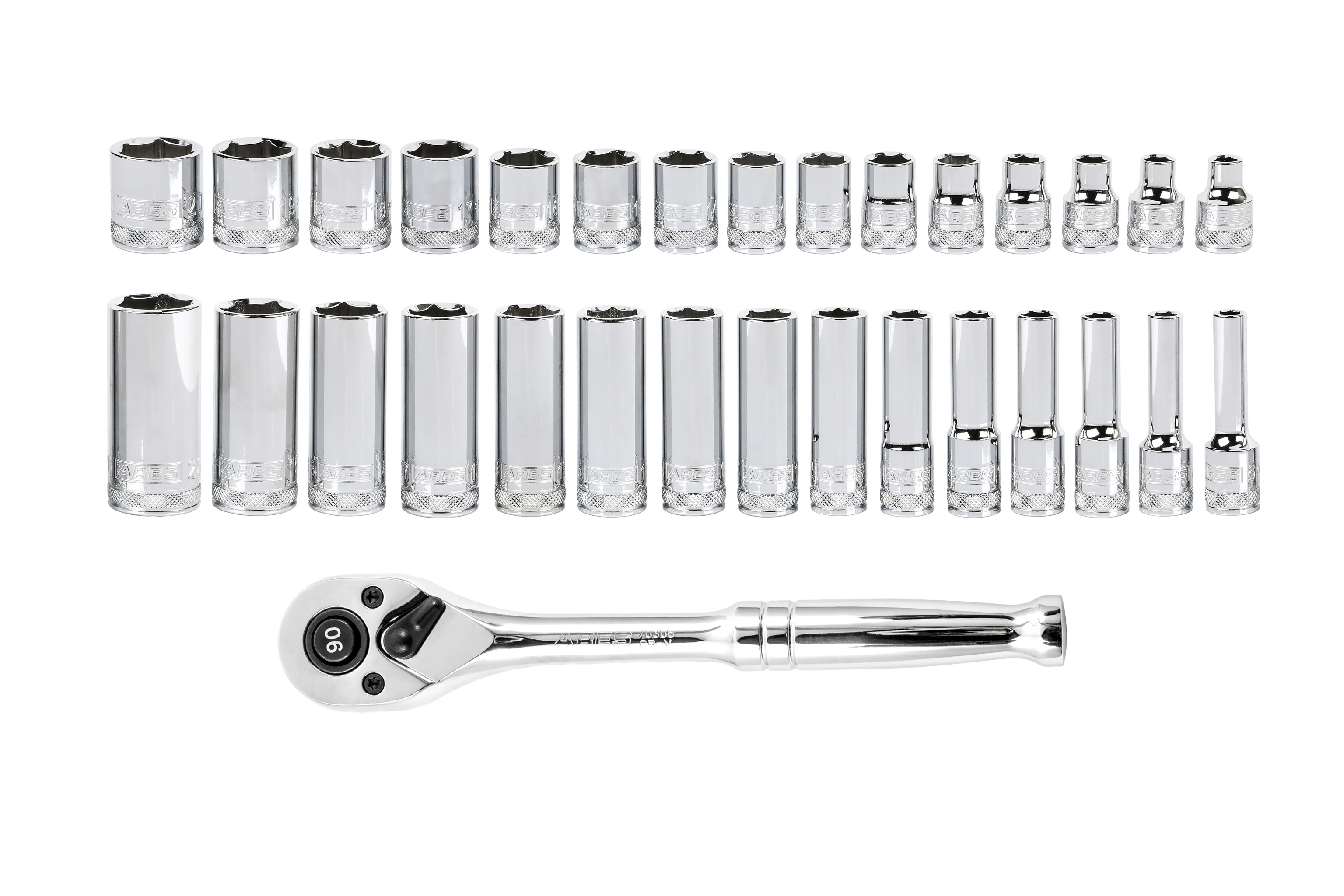 ARES 47004 - 32-Piece 3/8-inch Drive Metric Socket and 90-Tooth Ratchet Set with Magnetic Organizer - Image 3