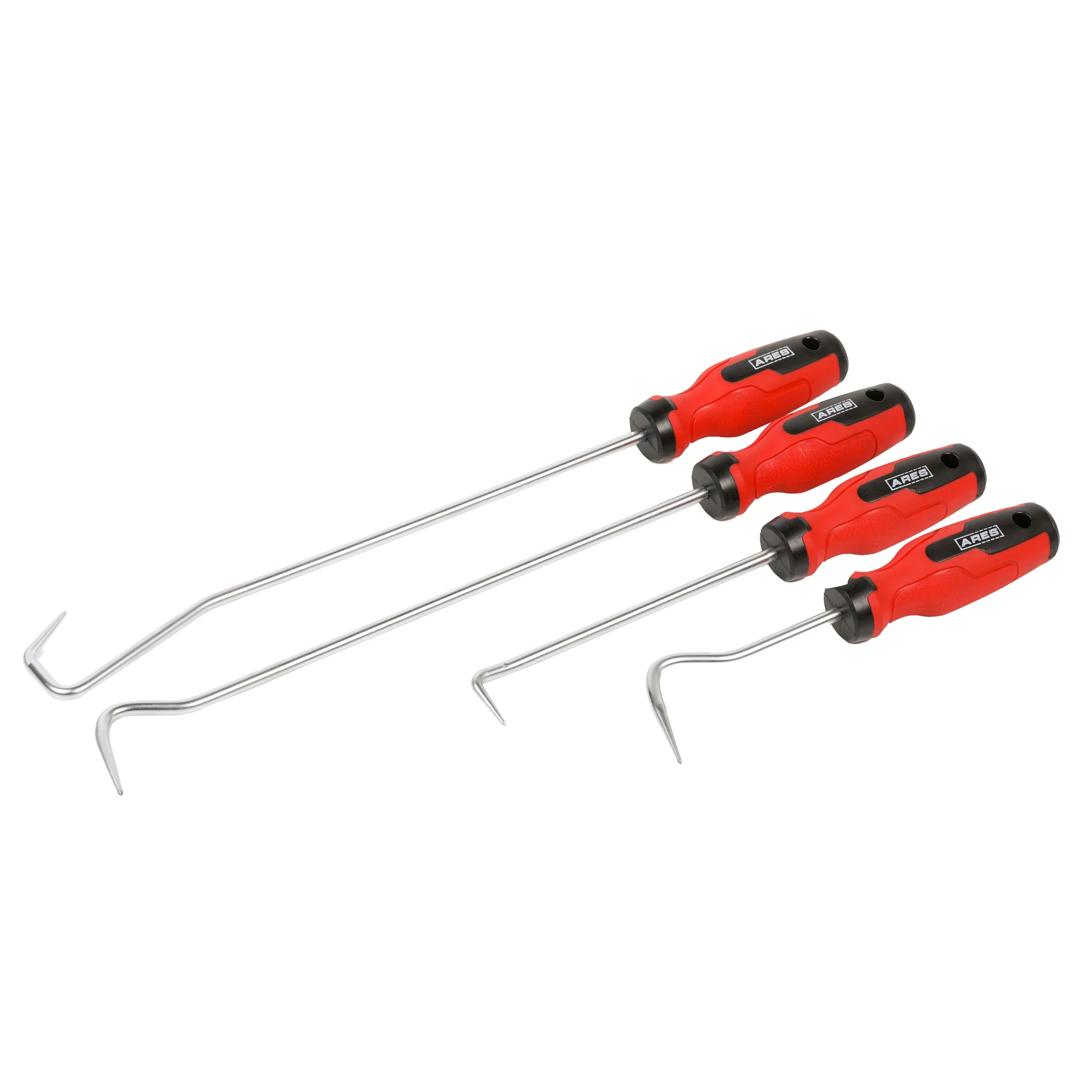 ARES 10039 - 4-Piece Hose and Seal Removal Set - Includes 90 Degree Seal Pick and Single and Double Offset Hose Removers - Chrome-Plated Steel Shafts - Easily Remove Hoses, Clips, Clamps, and More