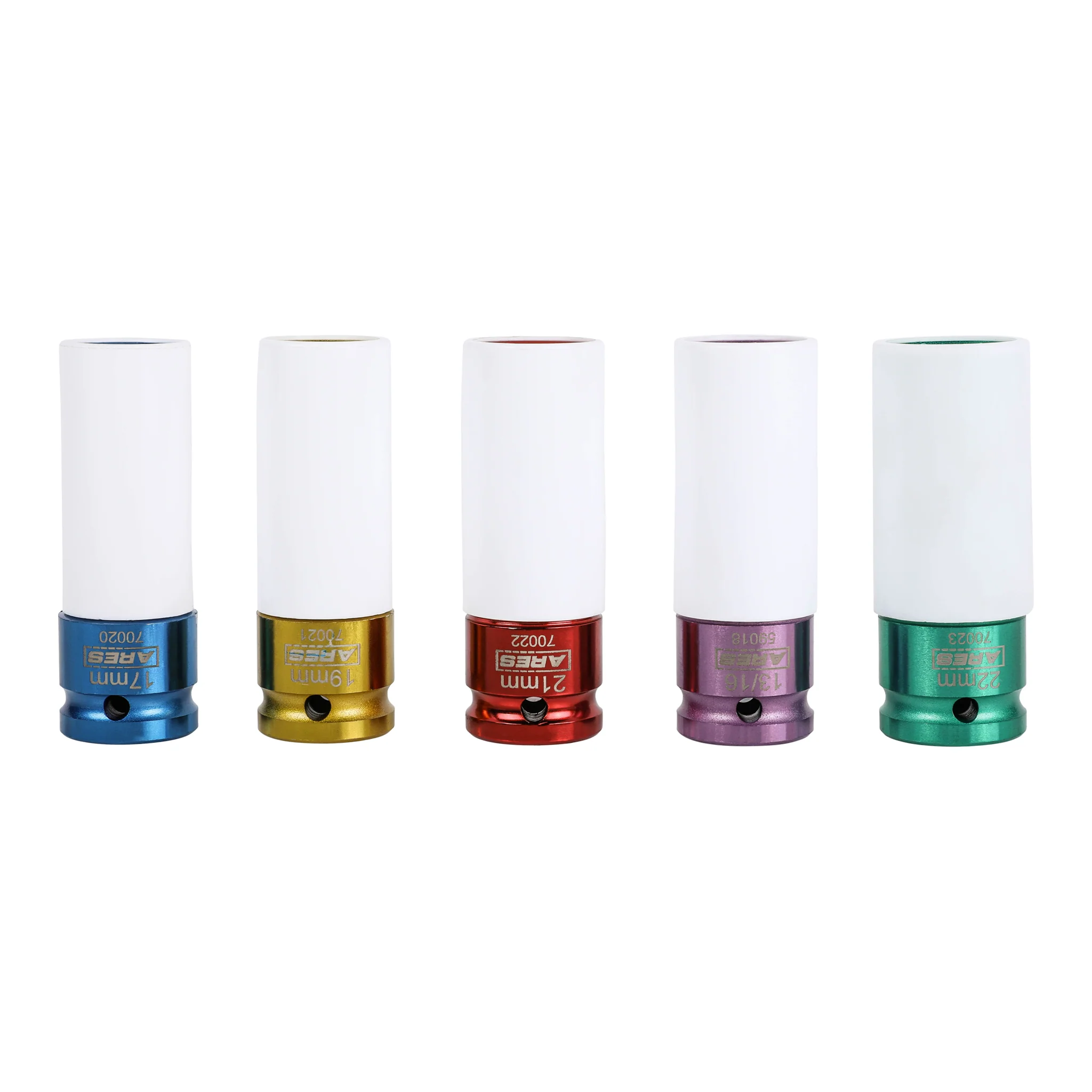 ARES 59017 - 5-Piece 1/2-Inch Drive Non-Marring Impact Colored Lug Nut Socket Set - Image 2