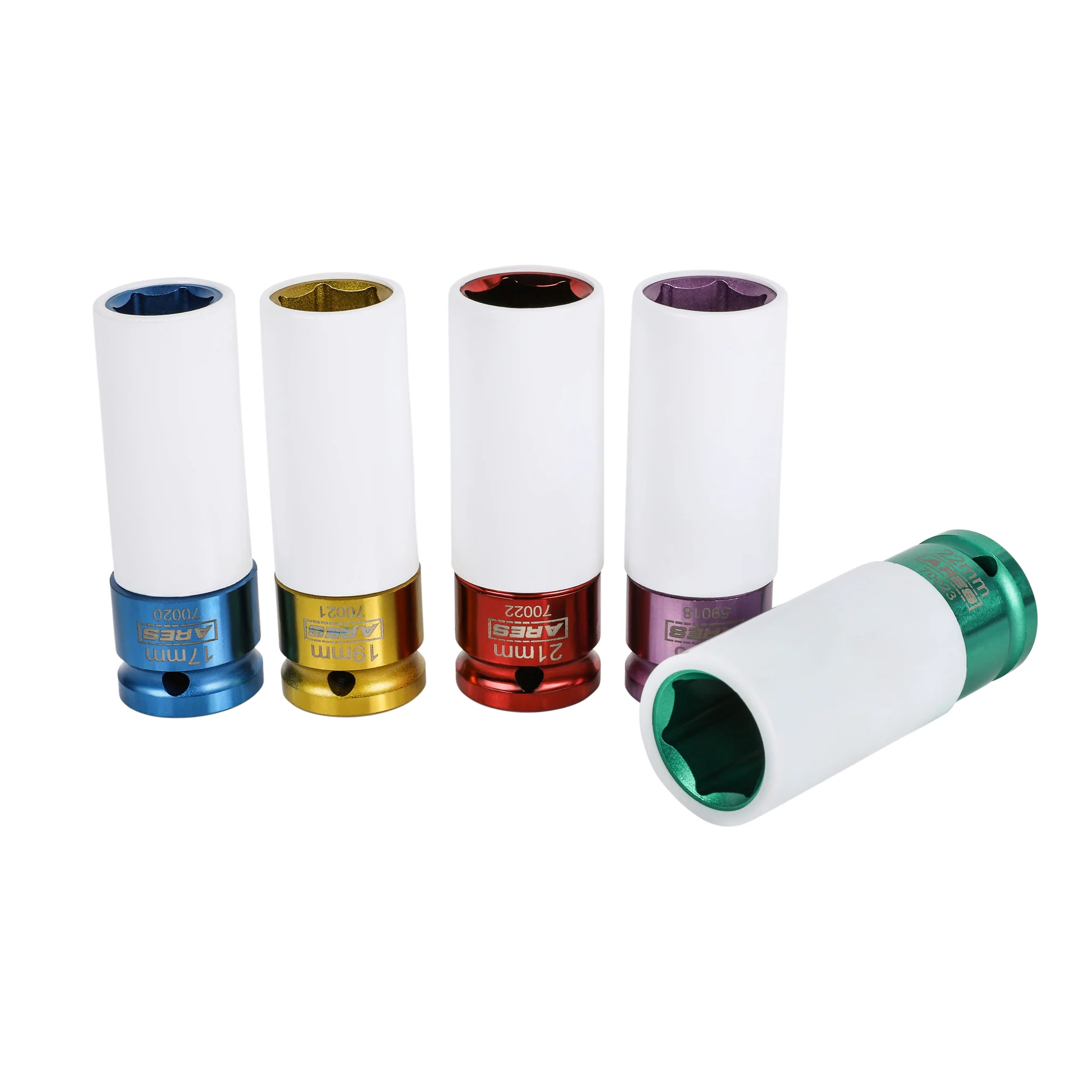 ARES 59017 - 5-Piece 1/2-Inch Drive Non-Marring Impact Colored Lug Nut Socket Set - Image 3