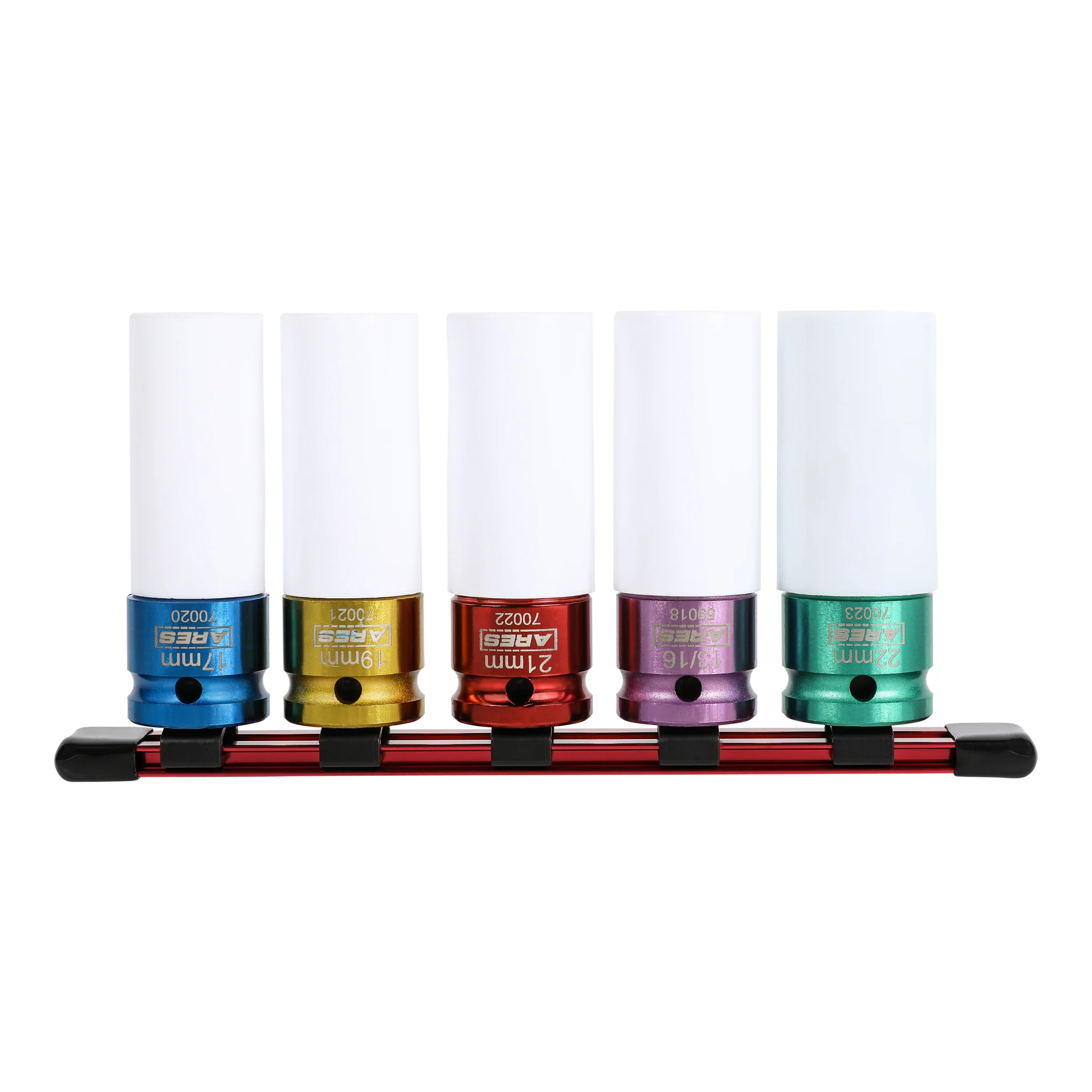 ARES 59017 - 5-Piece 1/2-Inch Drive Non-Marring Impact Colored Lug Nut Socket Set - Image 4