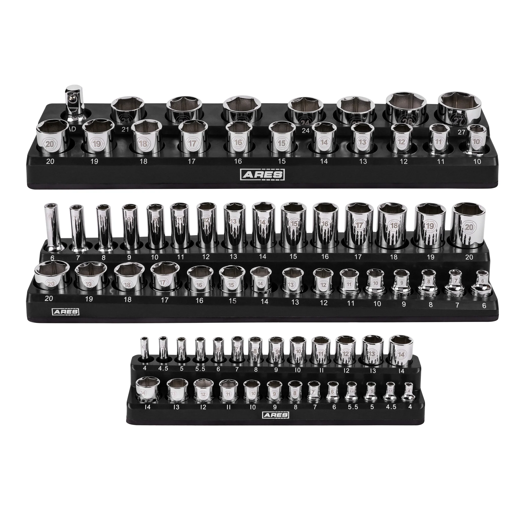 ARES Magnetic Socket Organizer Set – 143-Piece Capacity for Metric & SAE Toolboxes | Debris-Proof Holders - Image 4