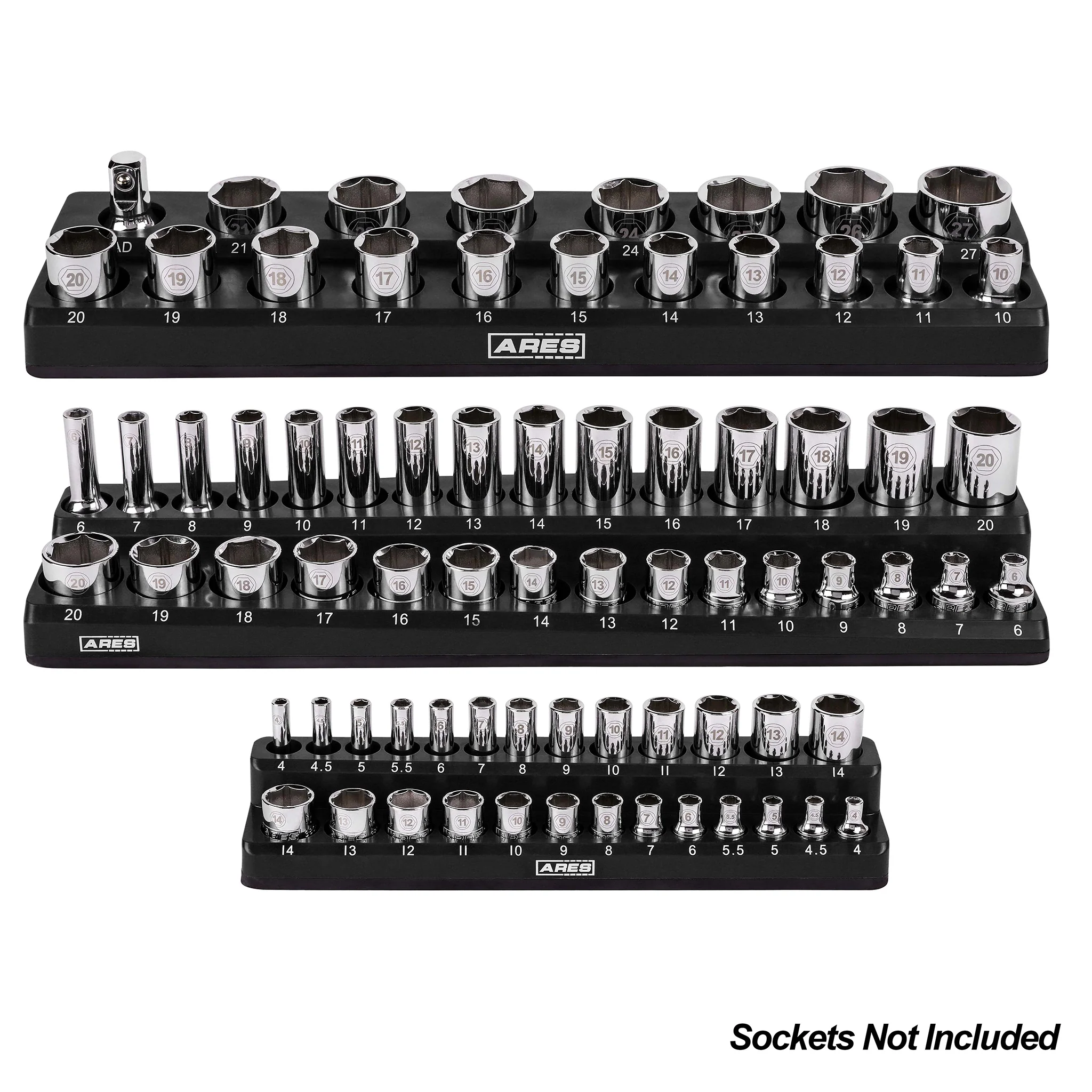 ARES 60057 - 6-Piece Black and Red Metric and SAE Magnetic Socket Organizer Set - Image 4