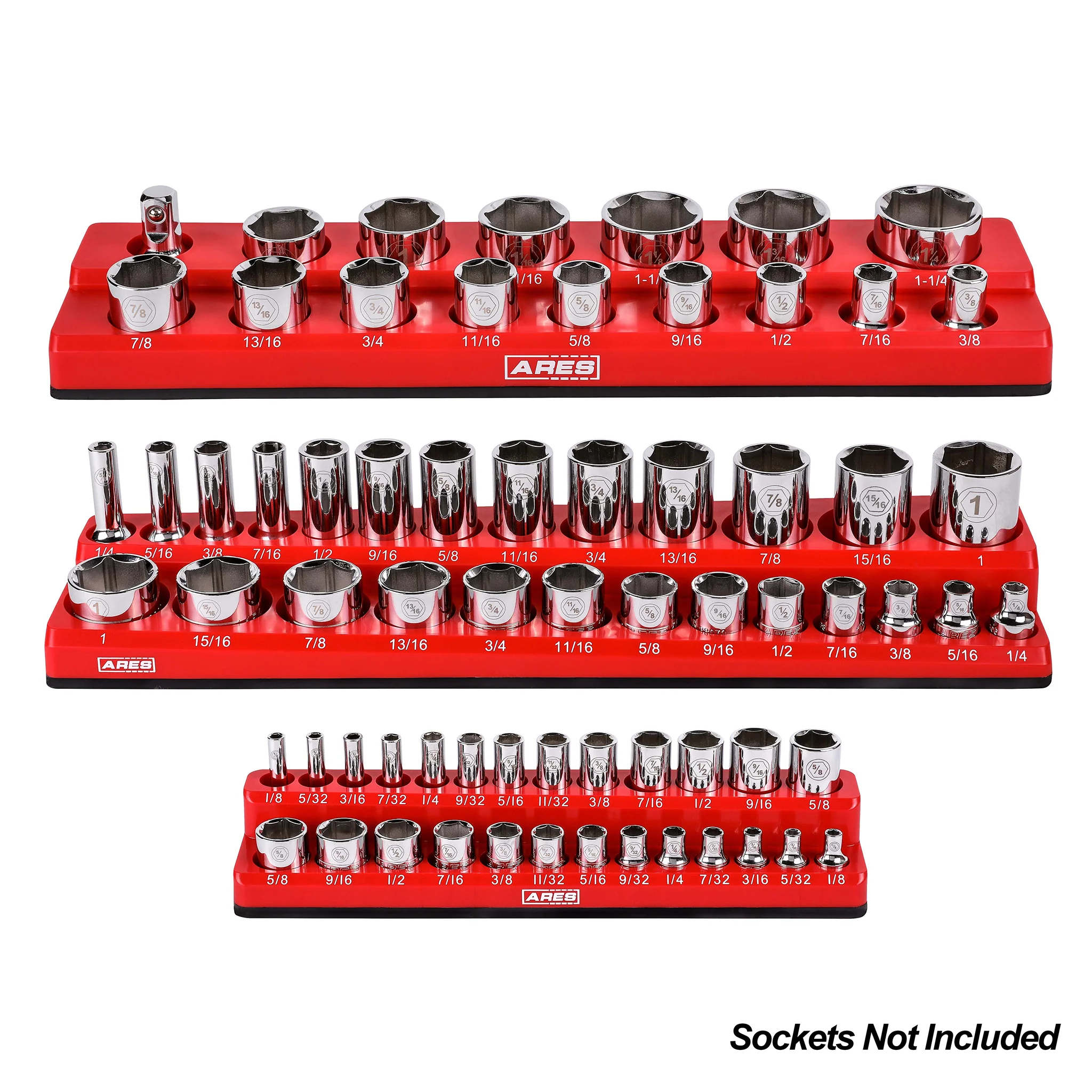 ARES 60057 - 6-Piece Black and Red Metric and SAE Magnetic Socket Organizer Set - Image 5