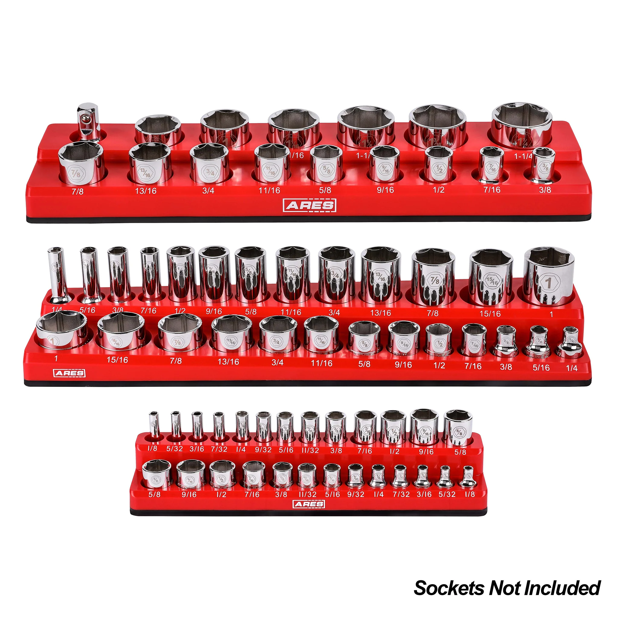 ARES 60058 - 6-Piece Blue and Red Metric and SAE Magnetic Socket Organizer Set - Image 3