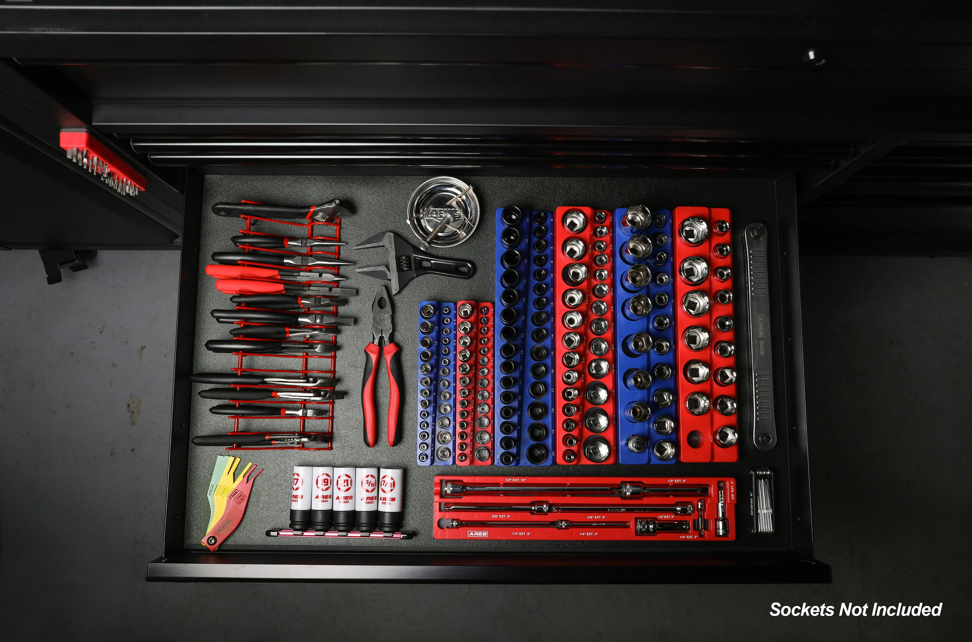 ARES 60058 - 6-Piece Blue and Red Metric and SAE Magnetic Socket Organizer Set - Image 5