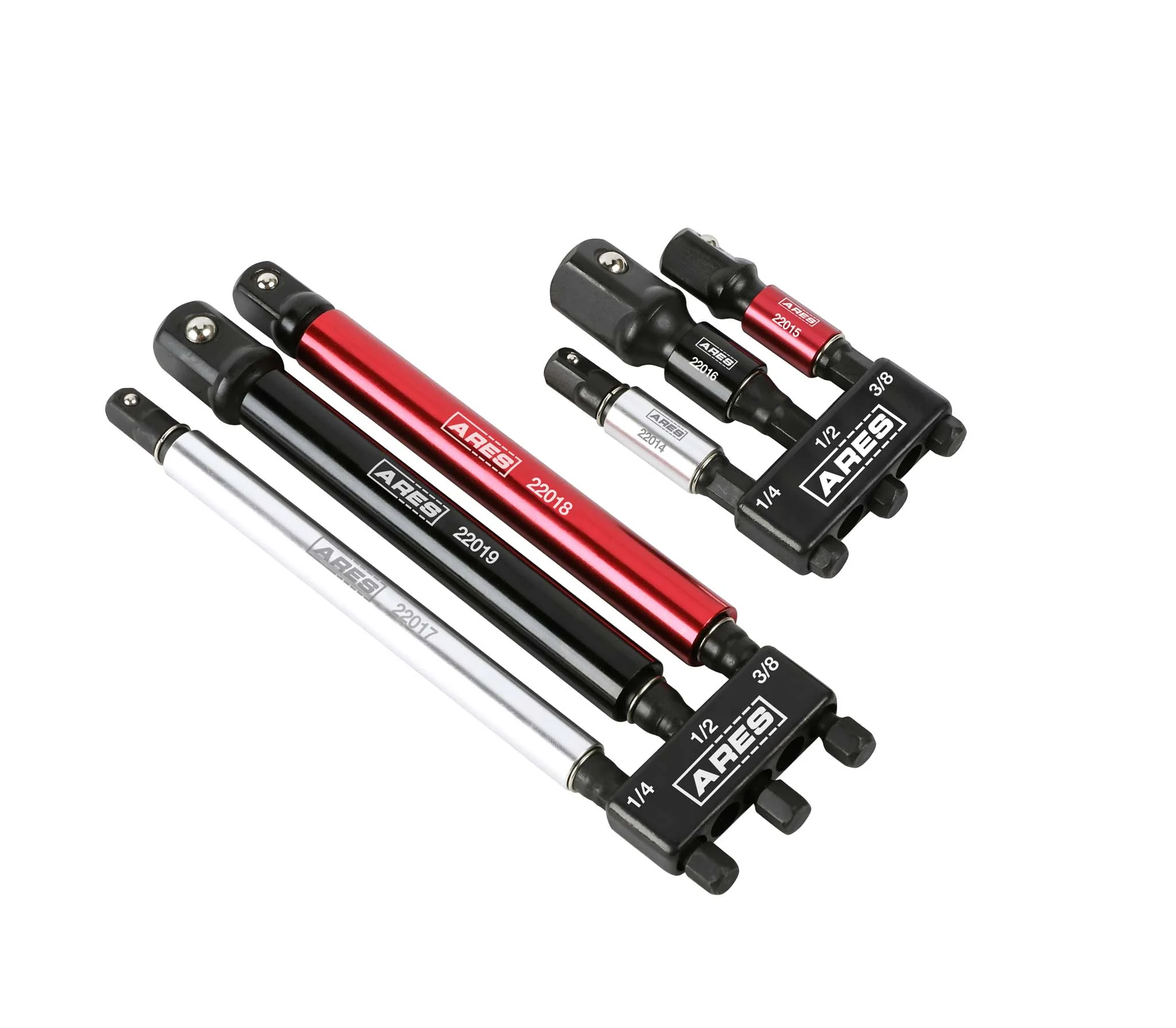 ARES 22013 - 6-Piece 3-Inch and 6-Inch Impact Grade Socket Adapter Set with Color Sleeve - Image 3