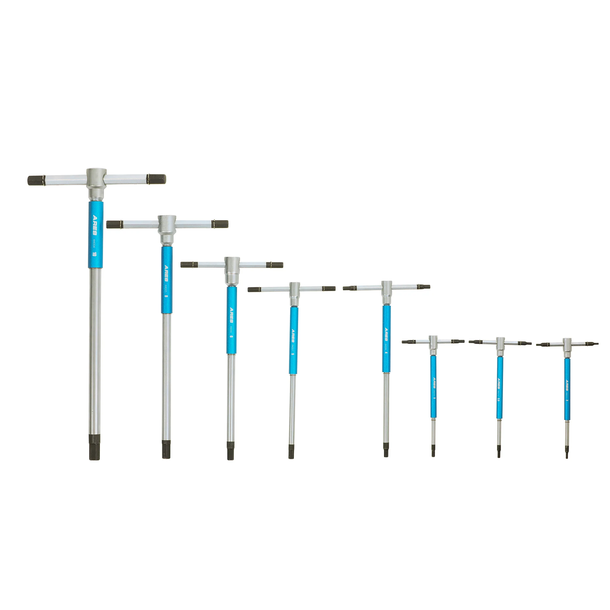ARES 44001 - 8-Piece Metric 3-Way T-Handle Spinner Hex Allen Key Wrench Set - Image 3