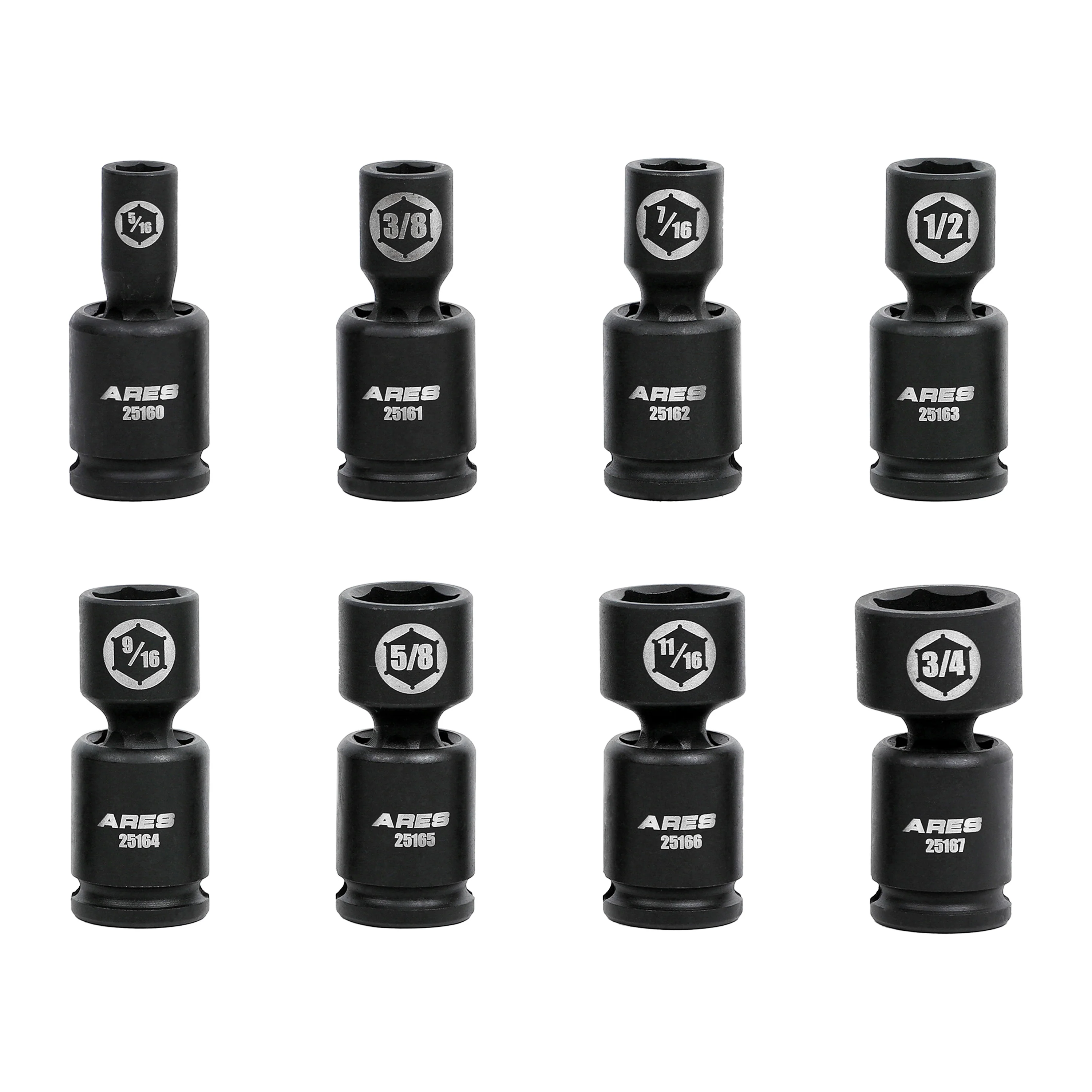 ARES 25159 - 8-Piece SAE Pinless Universal Swivel Impact Socket Set