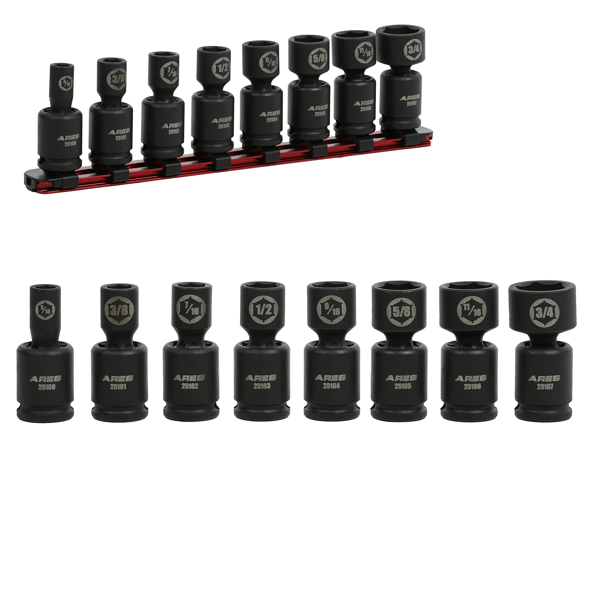 ARES 25159 - 8-Piece SAE Pinless Universal Swivel Impact Socket Set - Image 3