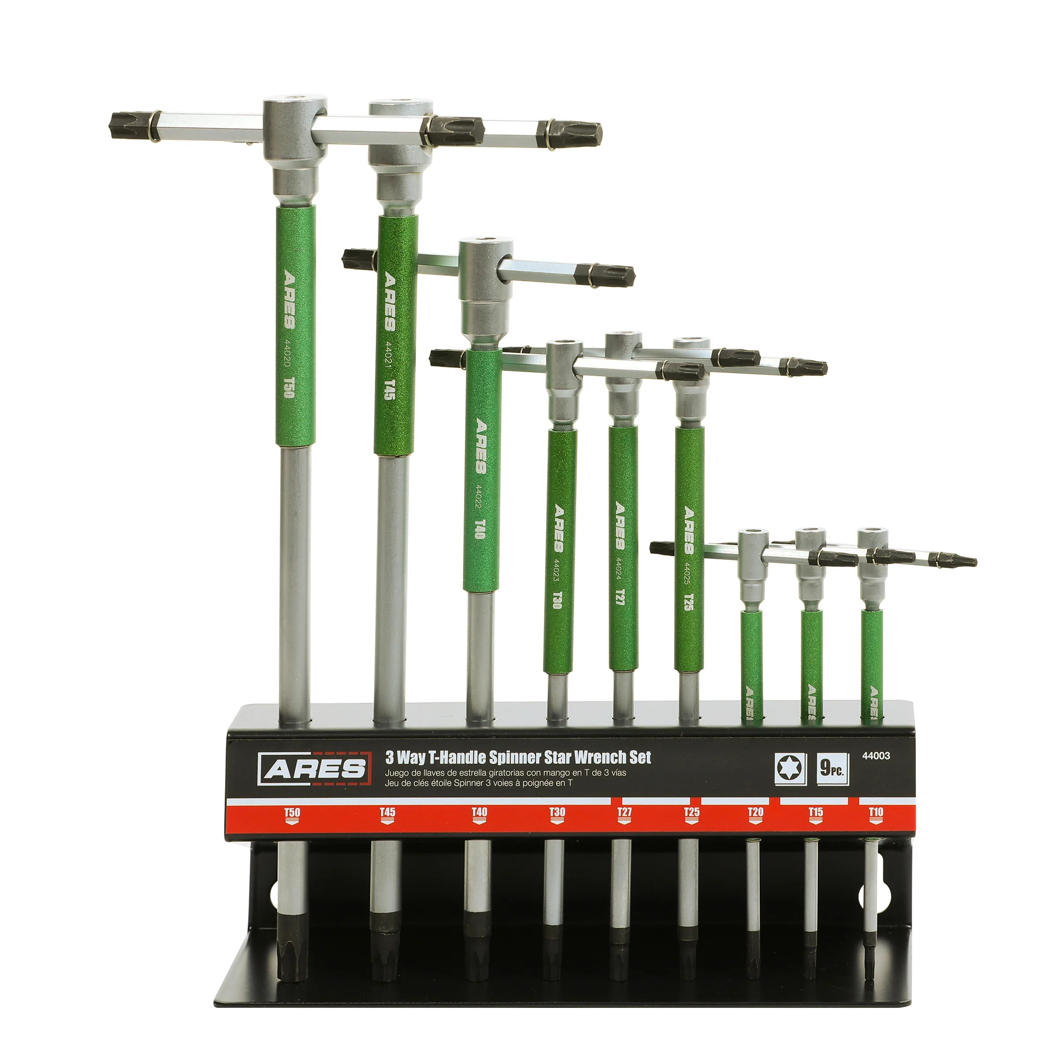 ARES 44003 - 9-Piece Torx 3-Way T-Handle Spinner Star Key Wrench Set - Image 7