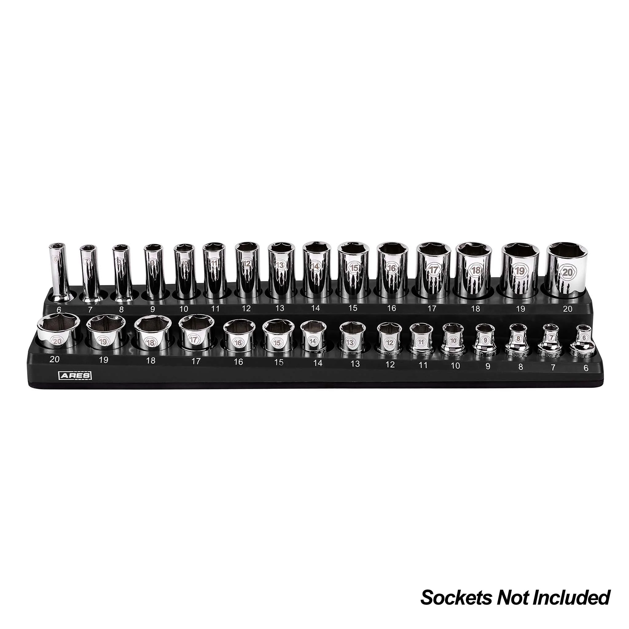 ARES 70235 - 30-Piece 3/8" Black Metric Magnetic Socket Holder - Image 4